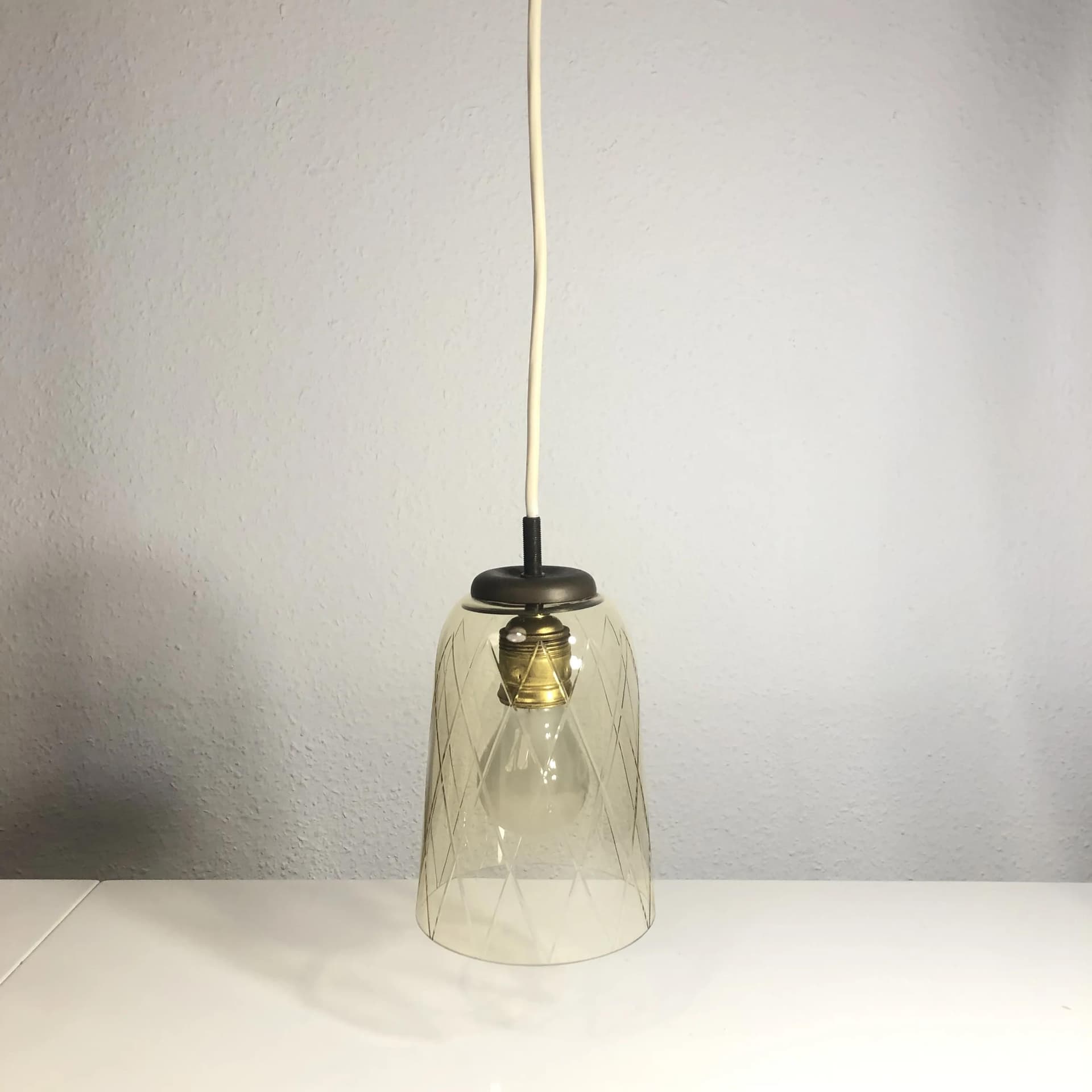 Pendant lamp, brass, glass, Germany, 1960s - 26187