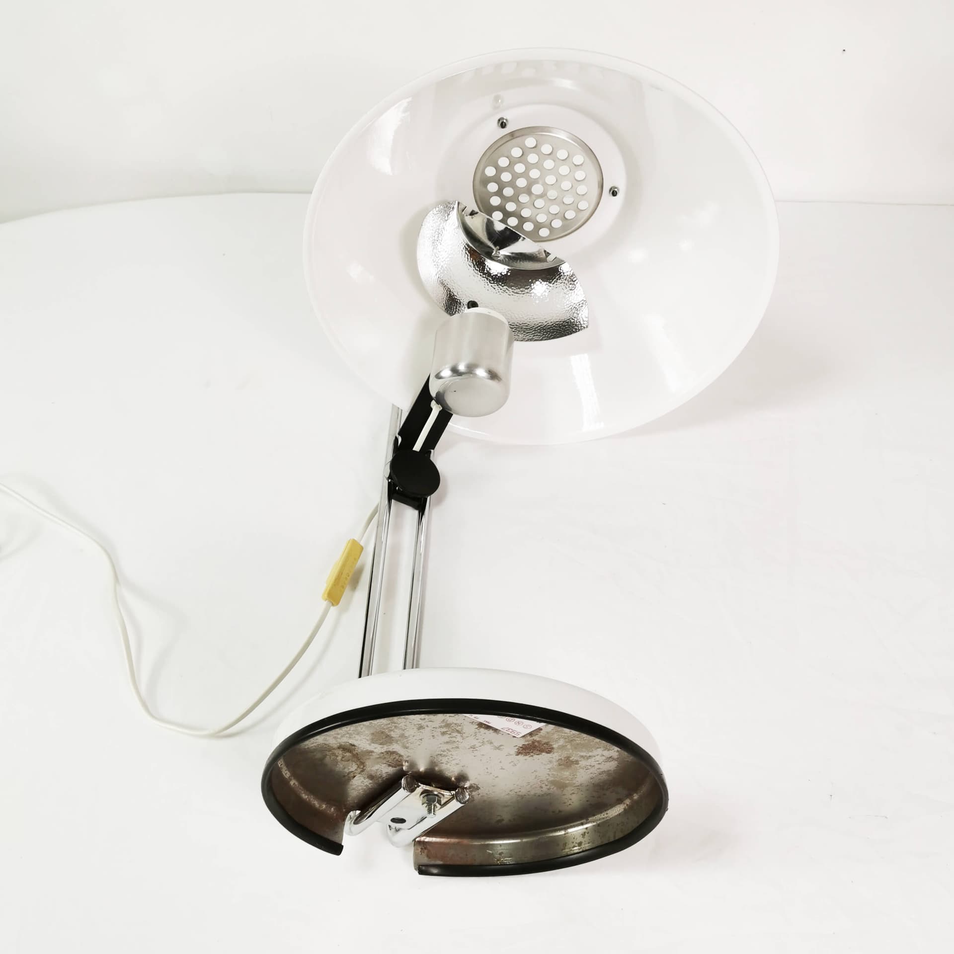 Lampa biurkowa MARS, biała, metal srebrny, proj. P. Sundstedt, Atelje Lyktan, Szwecja, lata 70. - 354993