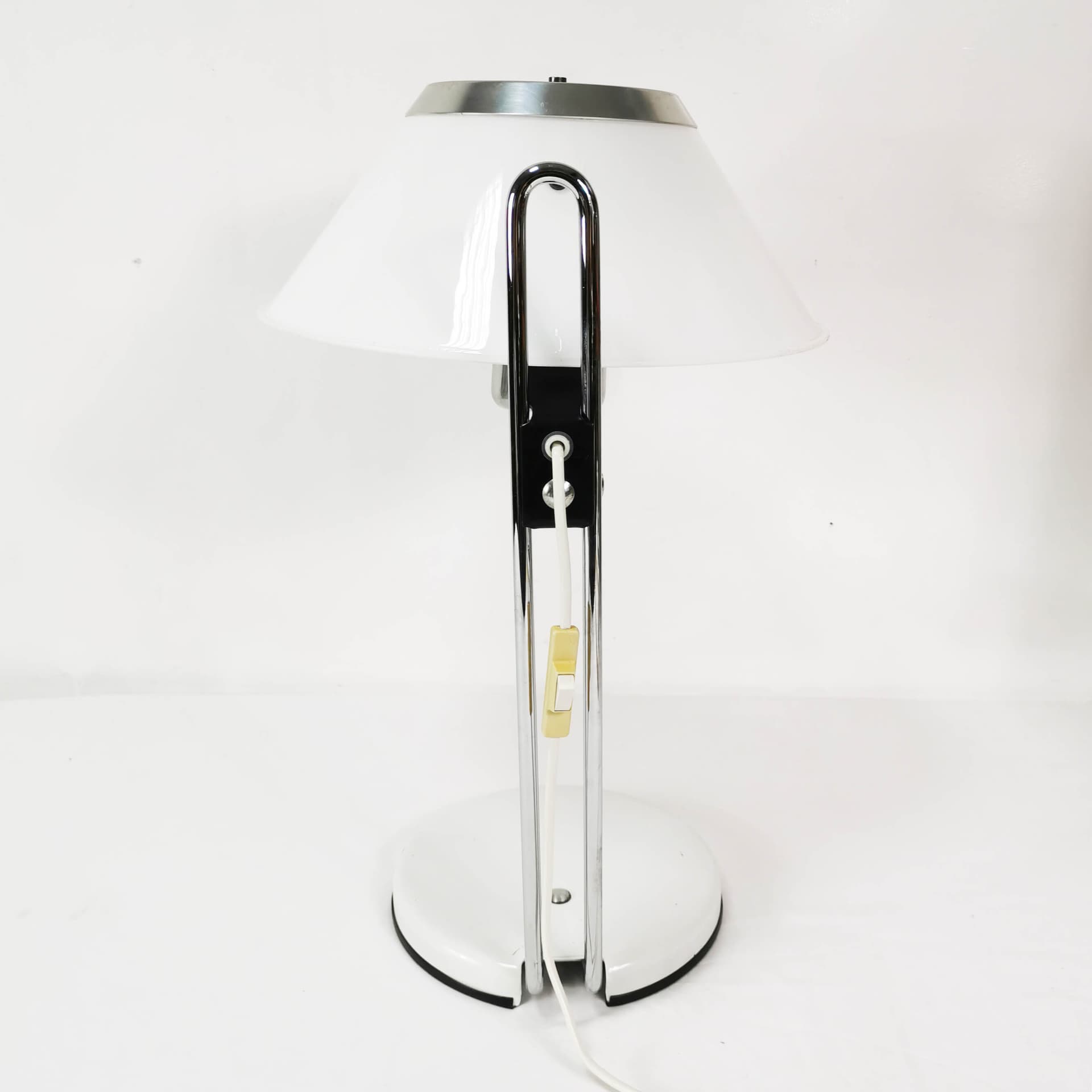 Lampa biurkowa MARS, biała, metal srebrny, proj. P. Sundstedt, Atelje Lyktan, Szwecja, lata 70. - 354988