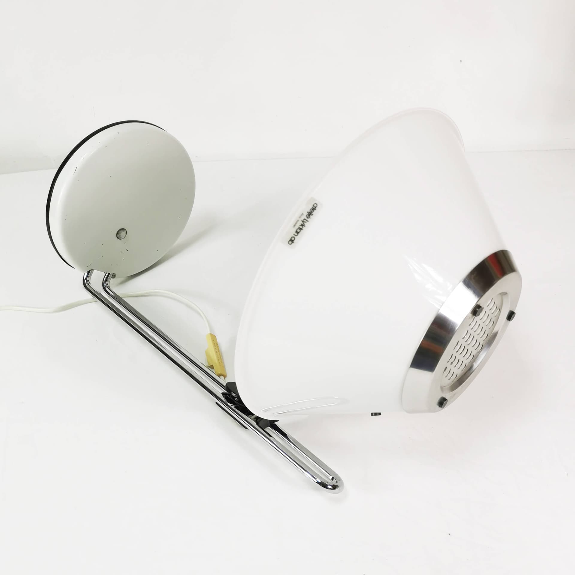 Lampa biurkowa MARS, biała, metal srebrny, proj. P. Sundstedt, Atelje Lyktan, Szwecja, lata 70. - 354997