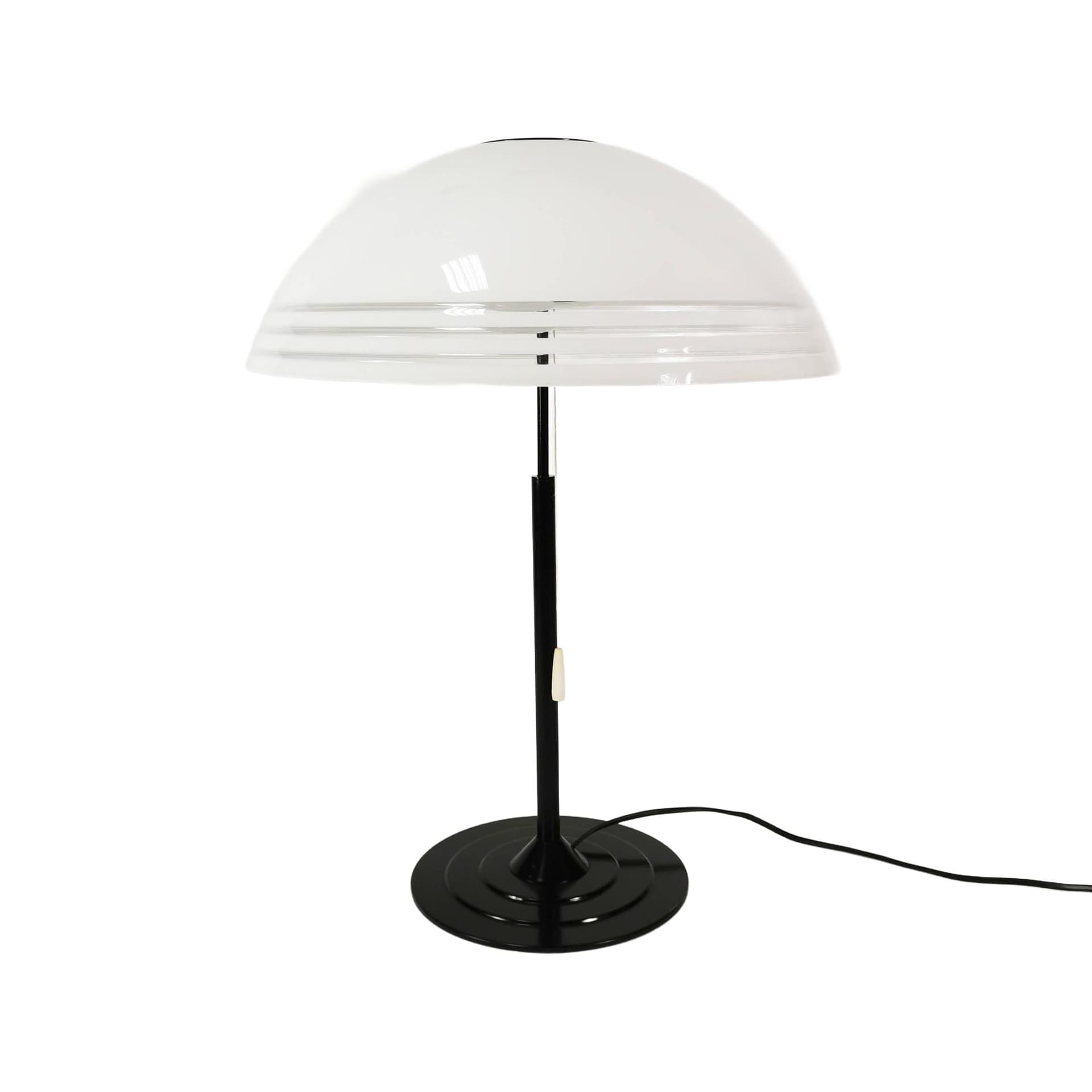 Lampa stołowa, biel czarny, plastik metal, Niemcy, lata 70.
