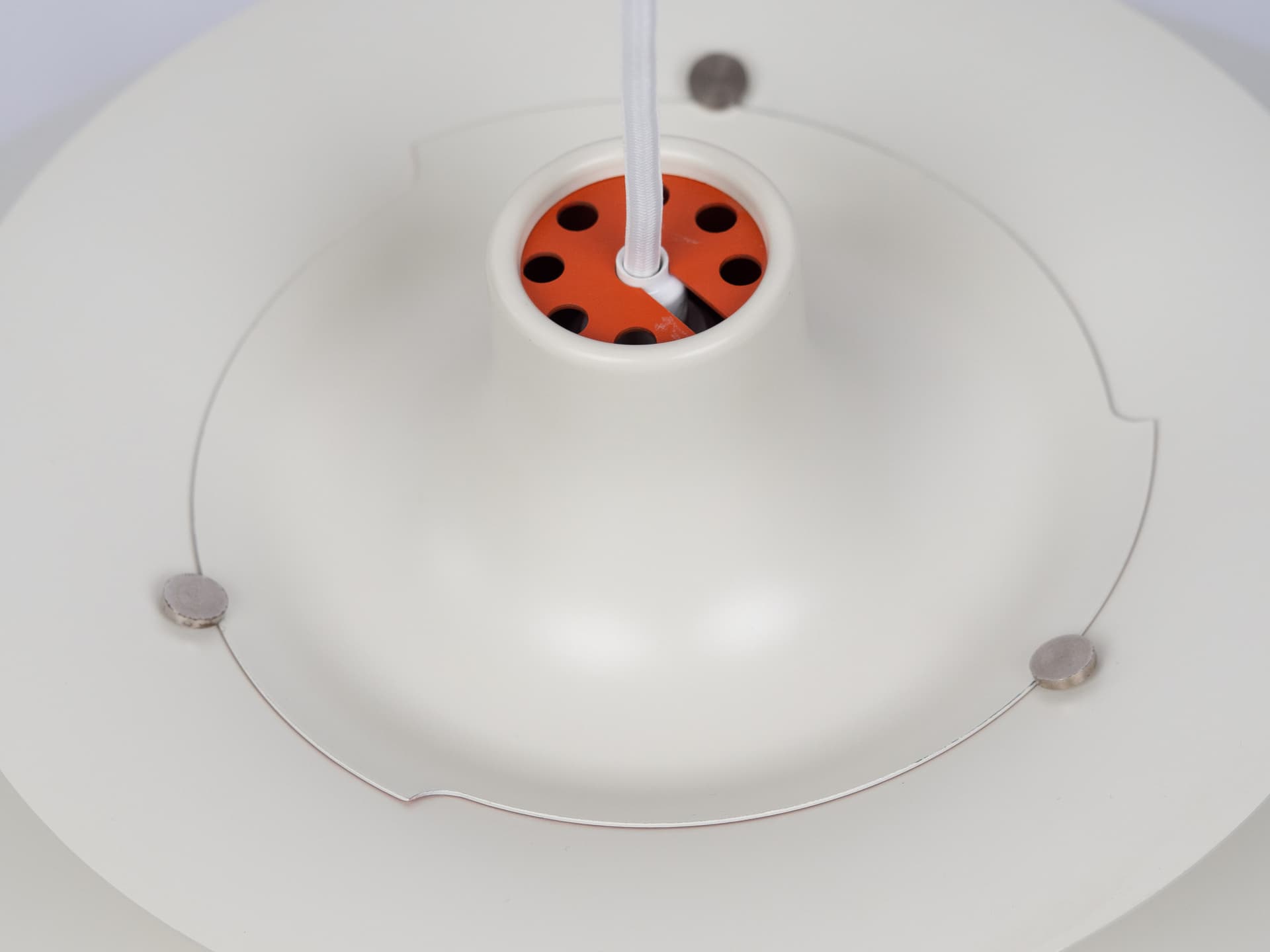 Pendant lamp PH 5, white, metal, by P. Henningsen, Louis Poulsen, Denmark, 1980s. - 355087
