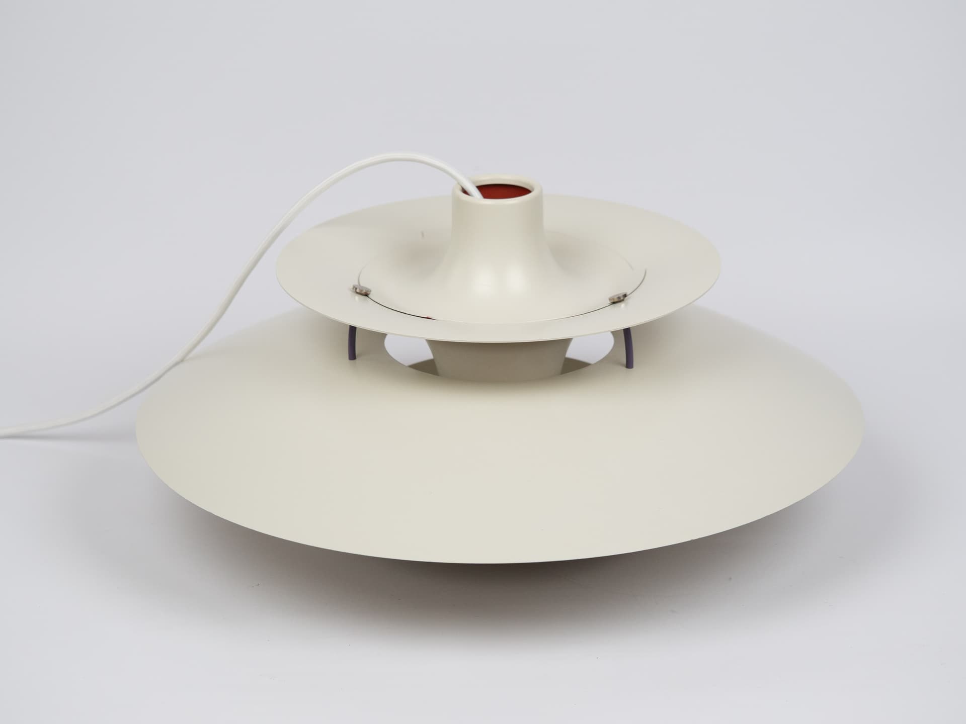 Pendant lamp PH 5, white, metal, by P. Henningsen, Louis Poulsen, Denmark, 1980s. - 355086