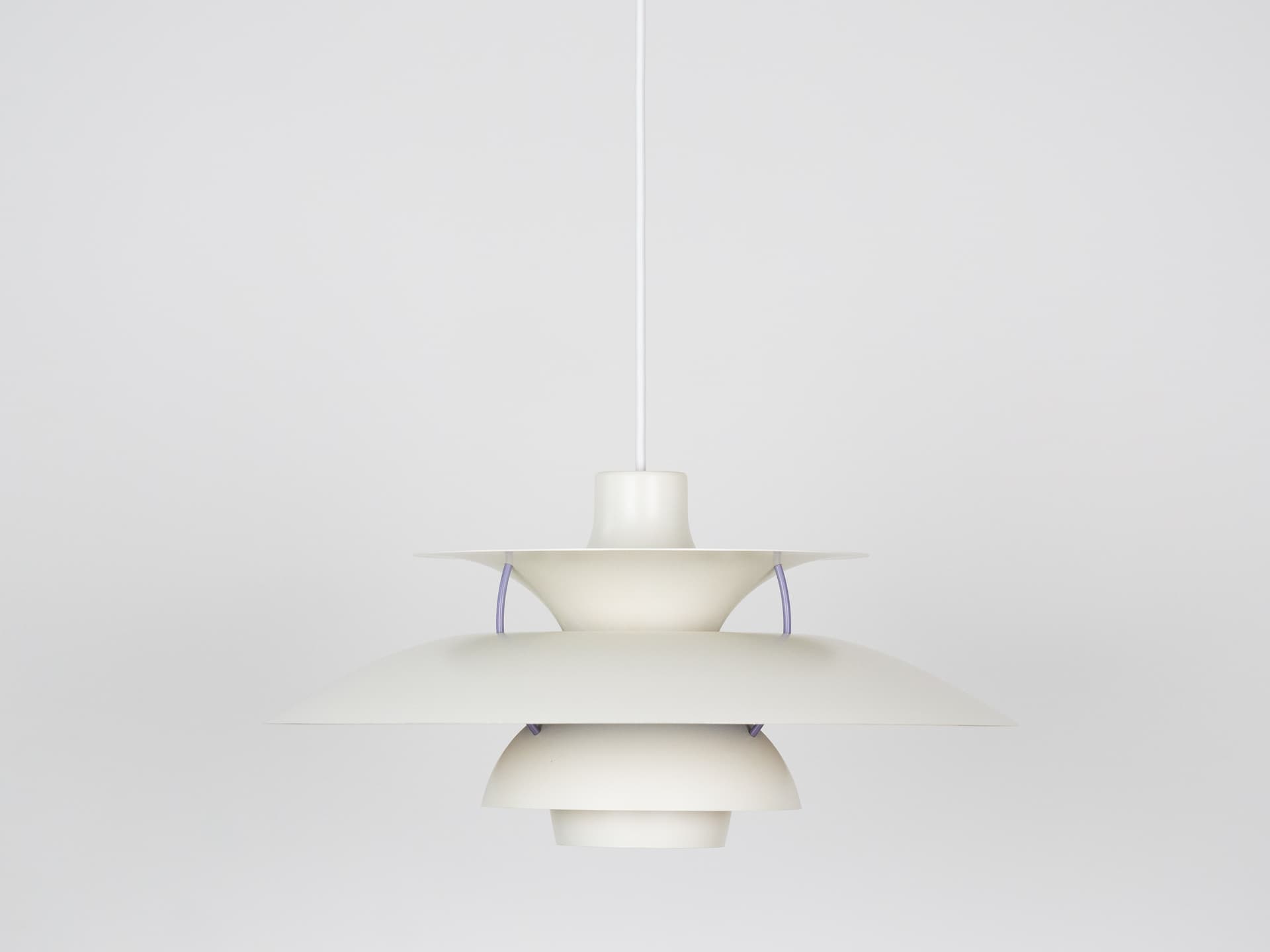 Pendant lamp PH 5, white, metal, by P. Henningsen, Louis Poulsen, Denmark, 1980s. - 355082