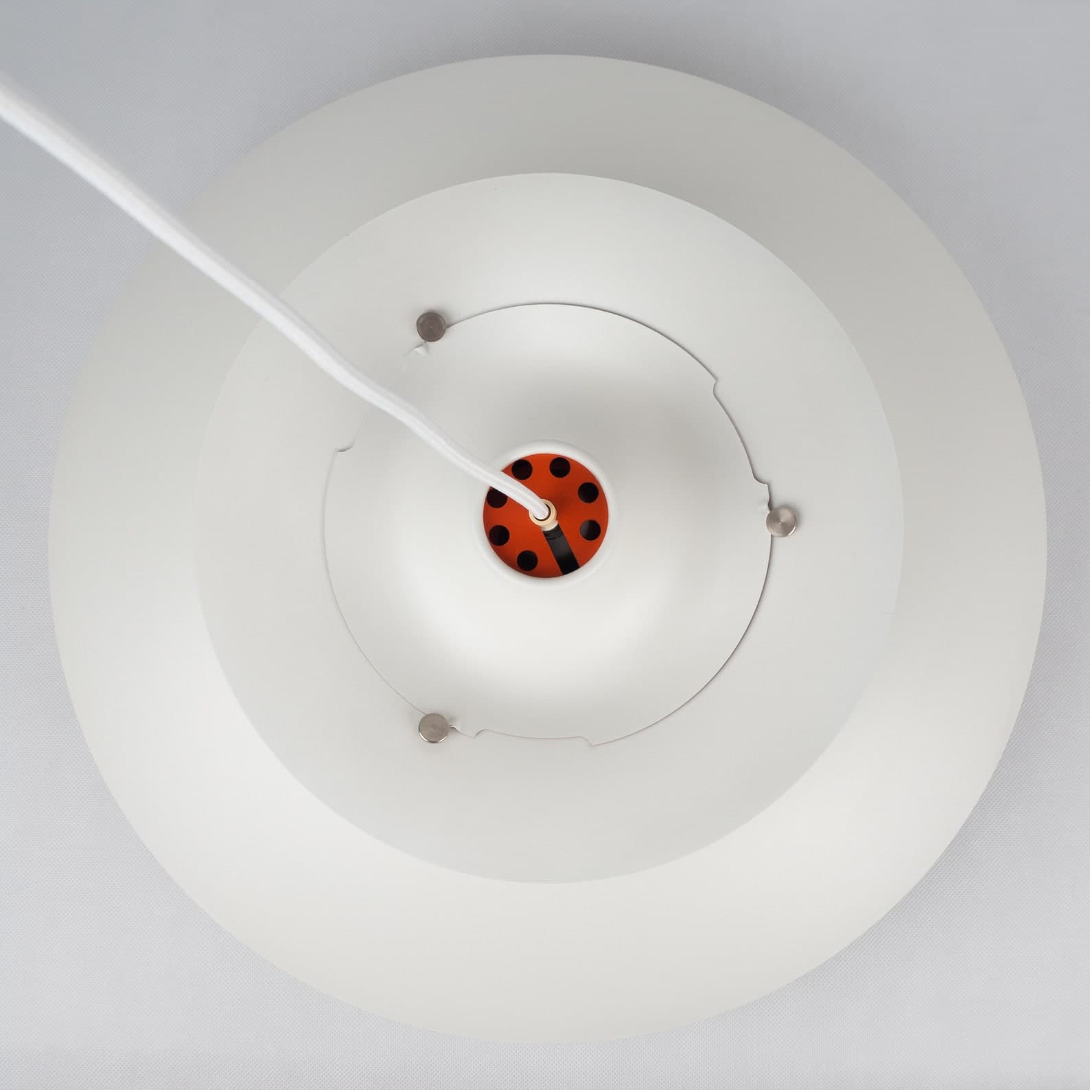 Pendant lamp PH 5, white, metal, by P. Henningsen, Louis Poulsen, Denmark, 1980s. - 355111