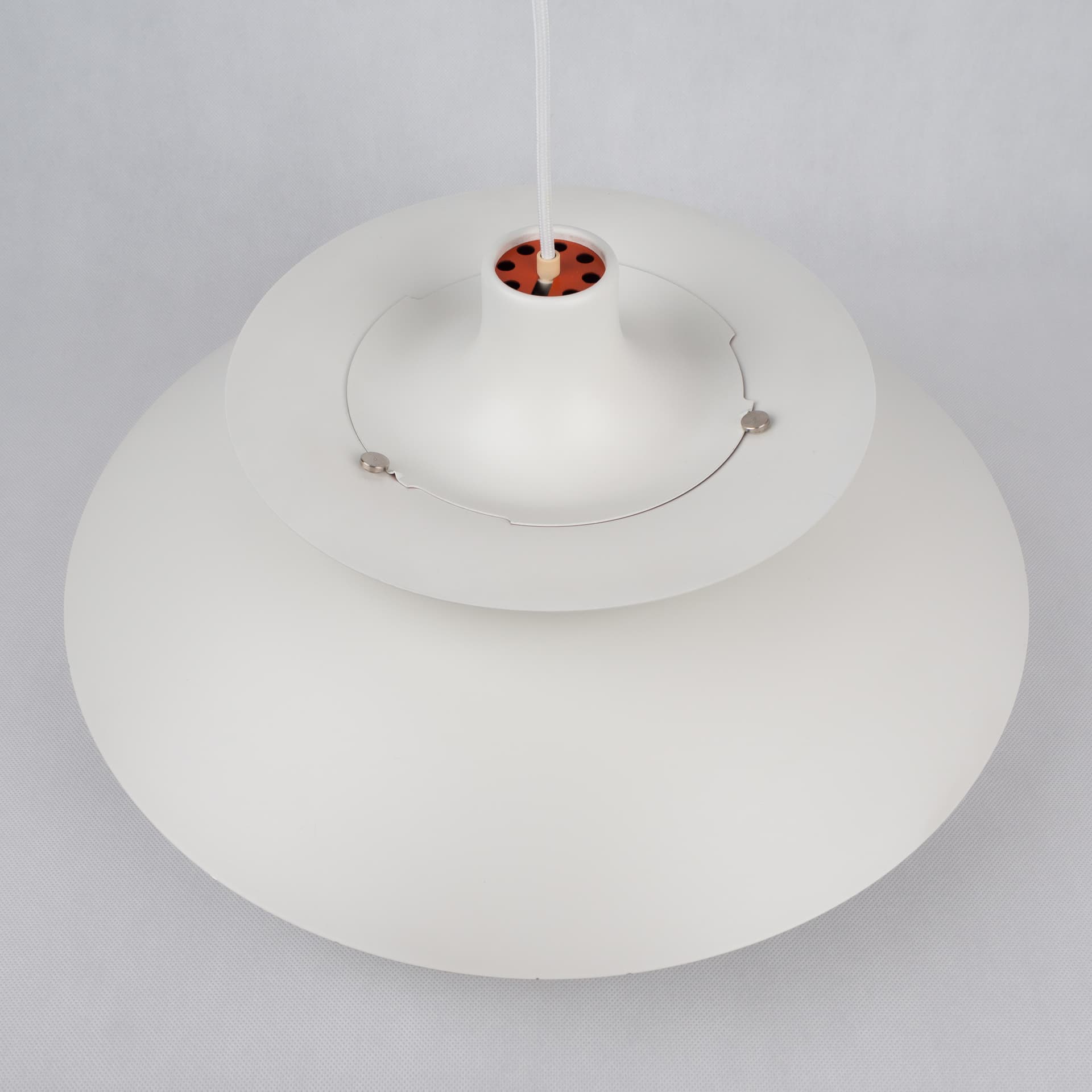 Pair of pendant lamps PH 5, white, metal, by P. Henningsen, Louis Poulsen, Denmark, 1980s. - 355135