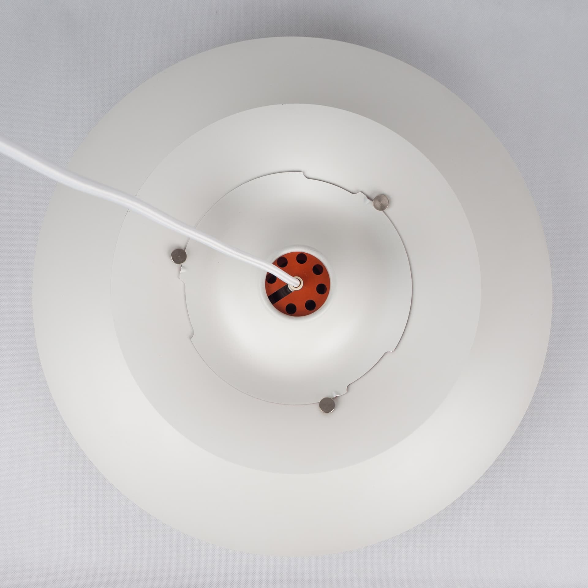 Pair of pendant lamps PH 5, white, metal, by P. Henningsen, Louis Poulsen, Denmark, 1980s. - 355127