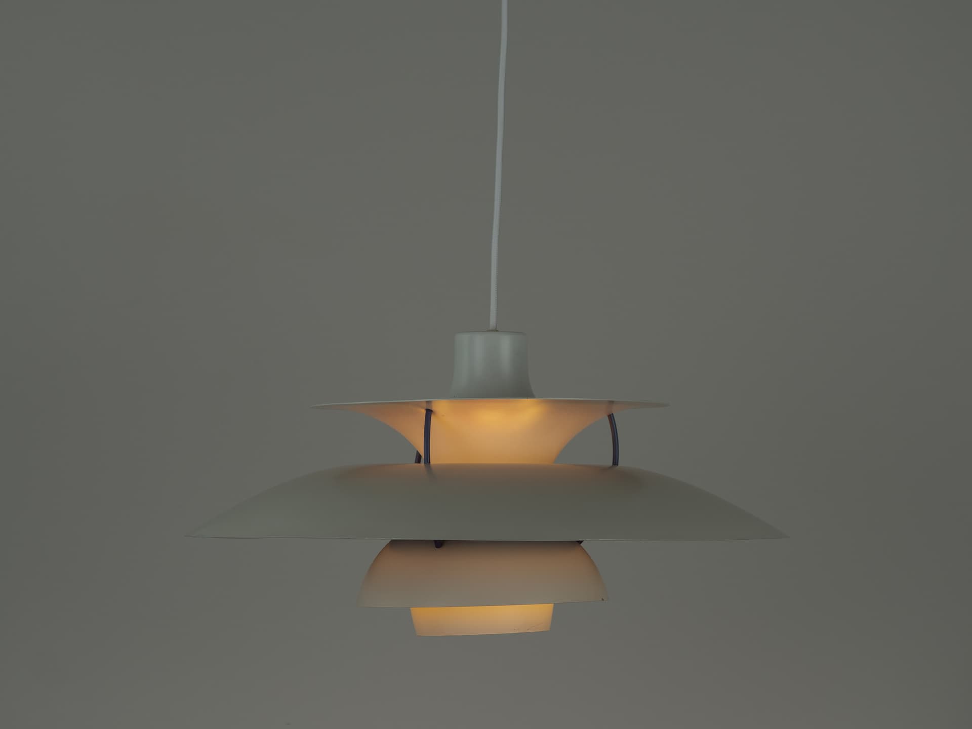 Pendant lamp PH 5, white metal, by P. Henningsen, Louis Poulsen, Denmark, 1980s. - 355150