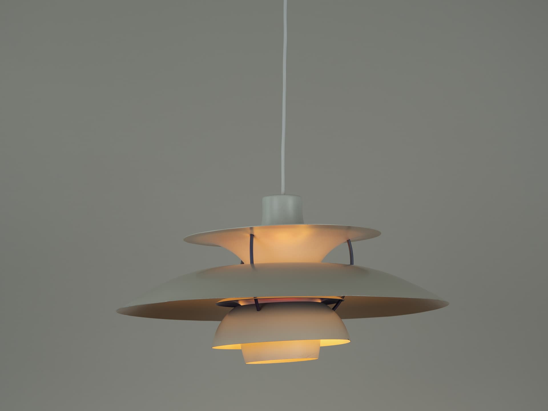 Pendant lamp PH 5, white metal, by P. Henningsen, Louis Poulsen, Denmark, 1980s. - 355152