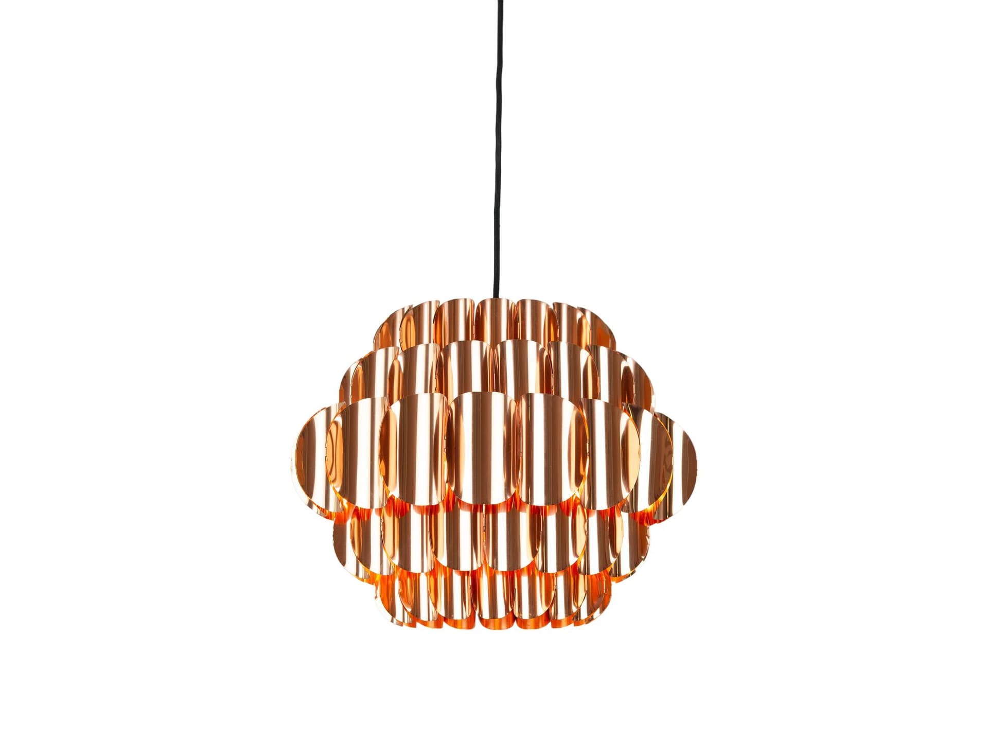 Pendant lamp P376, copper, by H.-A. Jakobsson, Nordisk Solar, Sweden, 1960s.