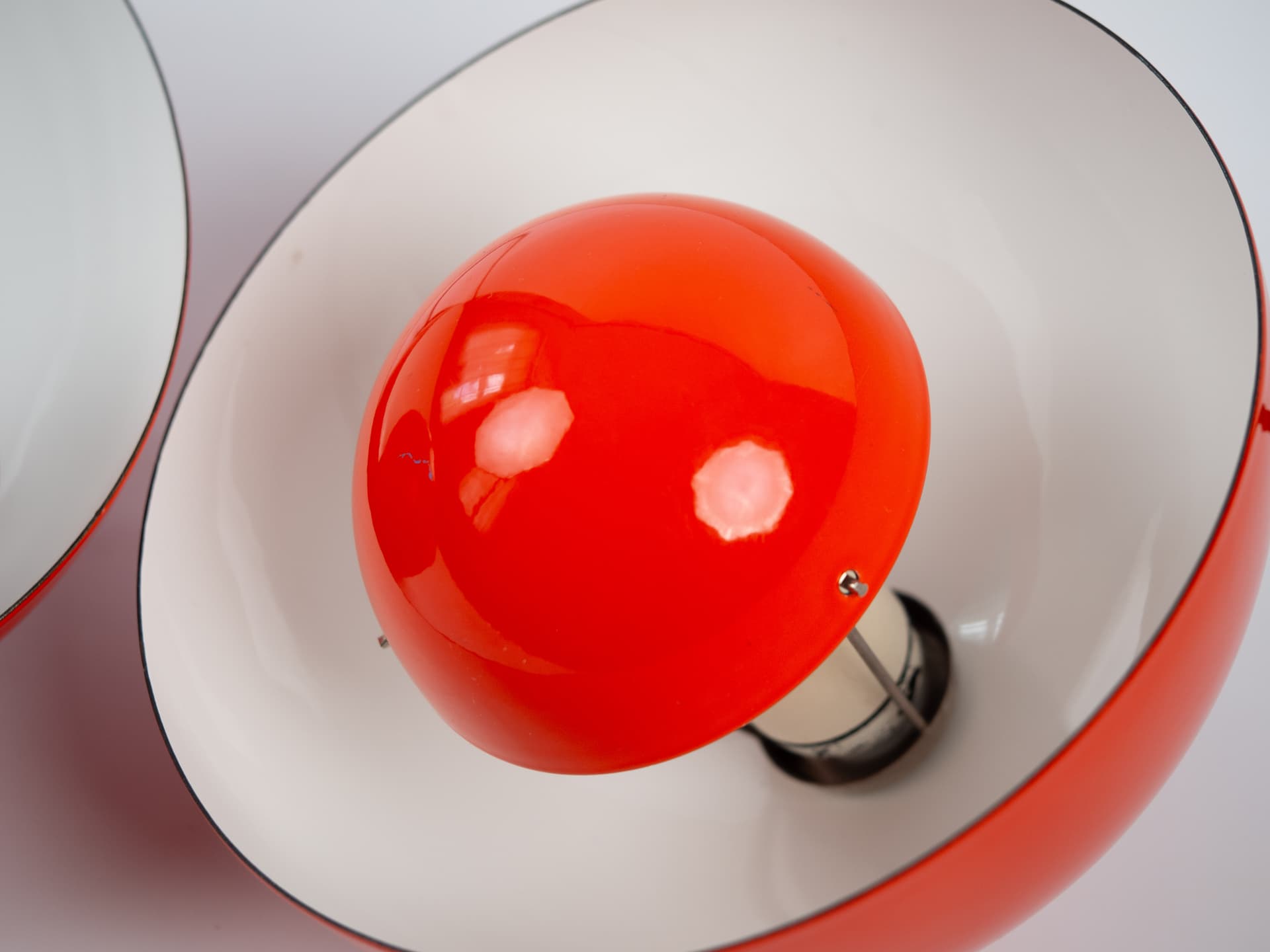 Pair of pendant lamps Flowerpot, red enamel, by V. Panton, Louis Poulsen, Denmark, 1960s. - 355264