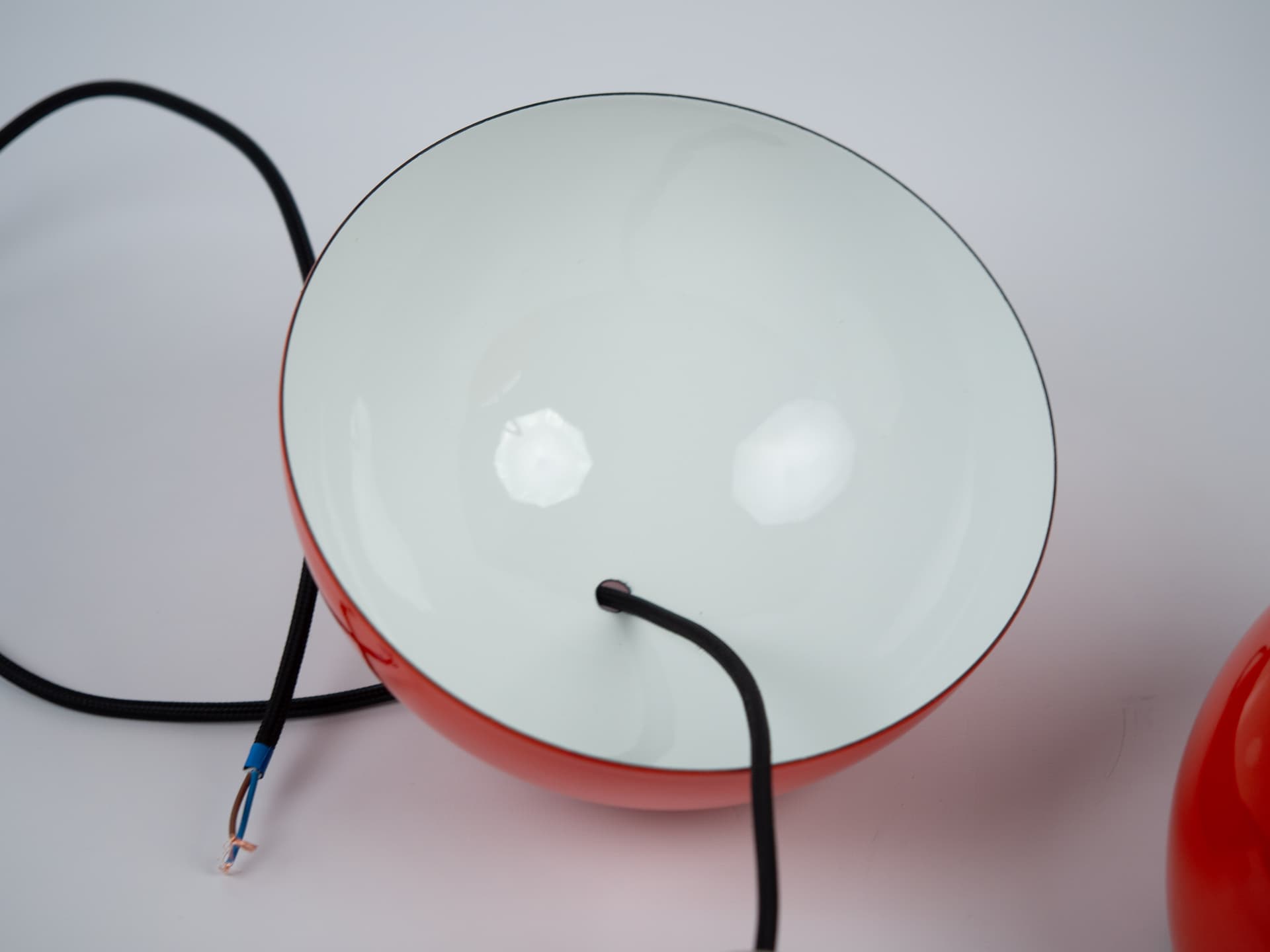 Pair of pendant lamps Flowerpot, red enamel, by V. Panton, Louis Poulsen, Denmark, 1960s. - 355261