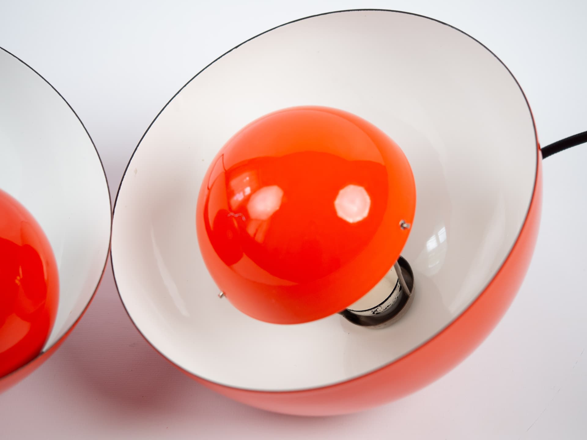 Pair of pendant lamps Flowerpot, red enamel, by V. Panton, Louis Poulsen, Denmark, 1960s. - 355263