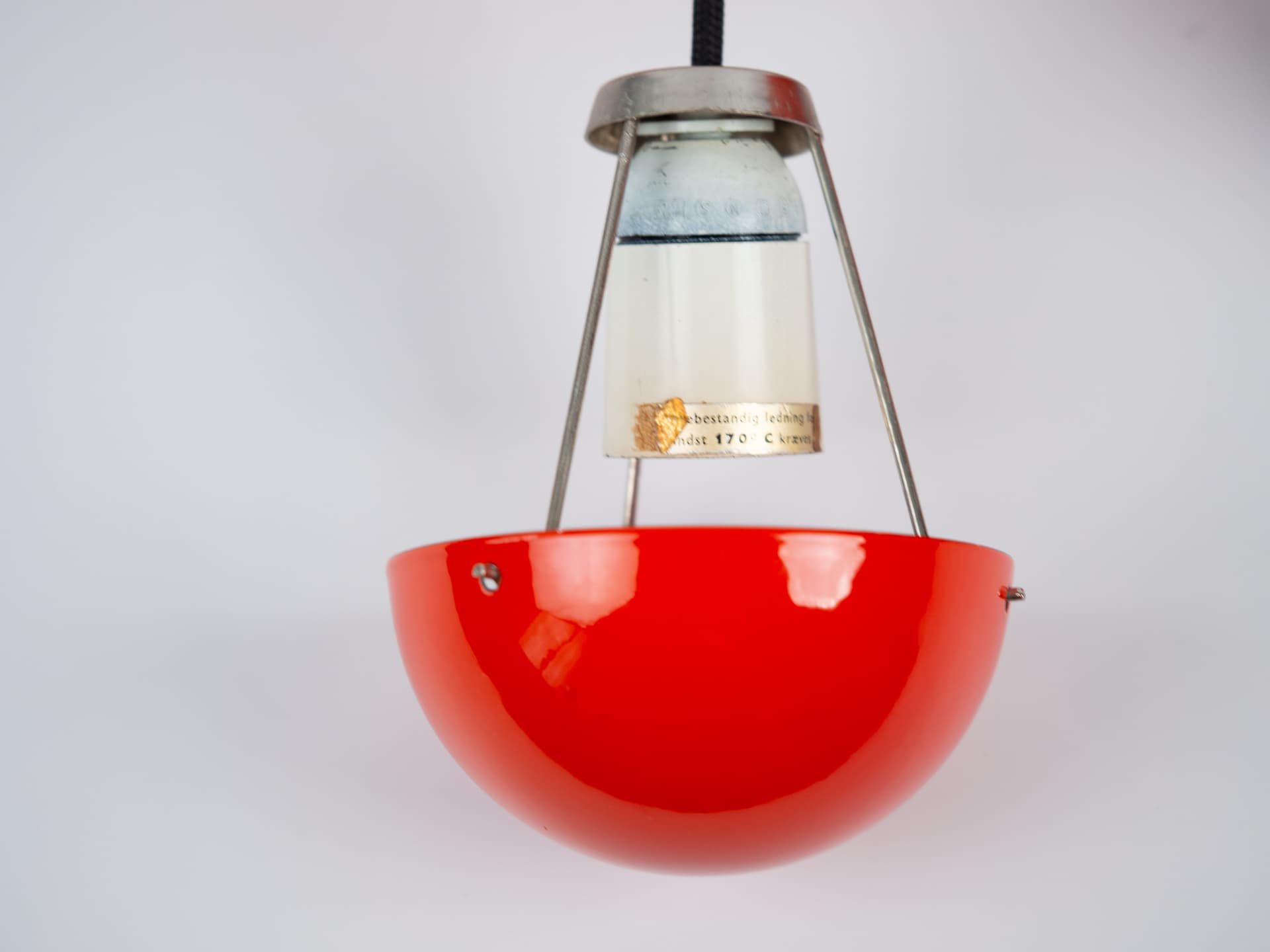 Pair of pendant lamps Flowerpot, red enamel, by V. Panton, Louis Poulsen, Denmark, 1960s. - 355260