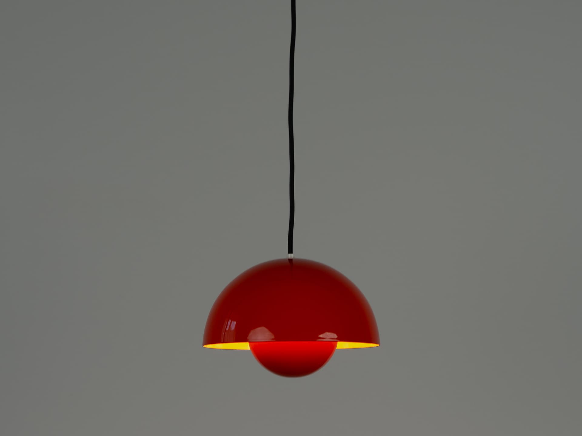 Pair of pendant lamps Flowerpot, red enamel, by V. Panton, Louis Poulsen, Denmark, 1960s. - 355255