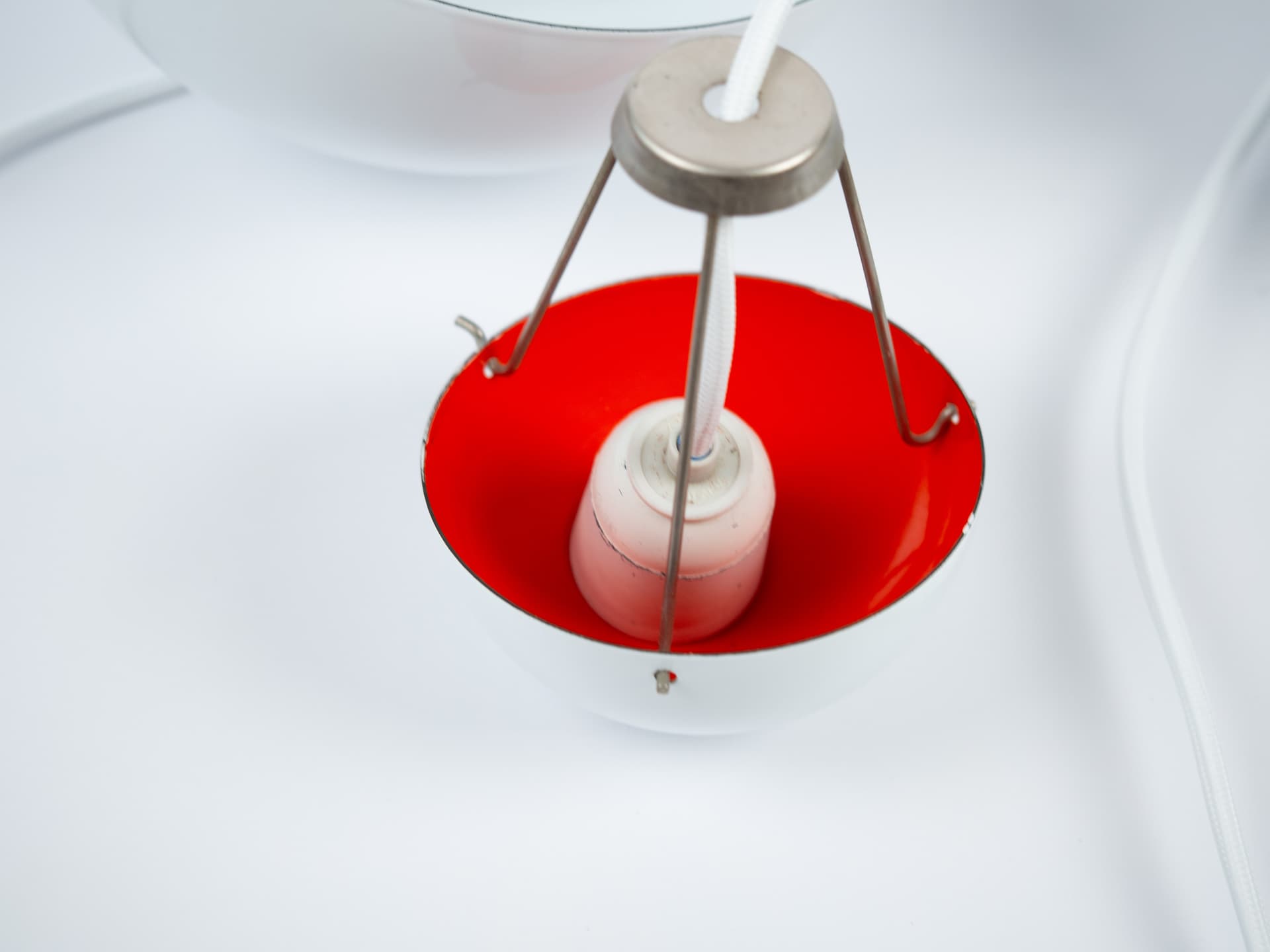 Pair of pendant lamps Flowerpot, white metal, by V. Panton, Louis Poulsen, Denmark, 1960s. - 355284