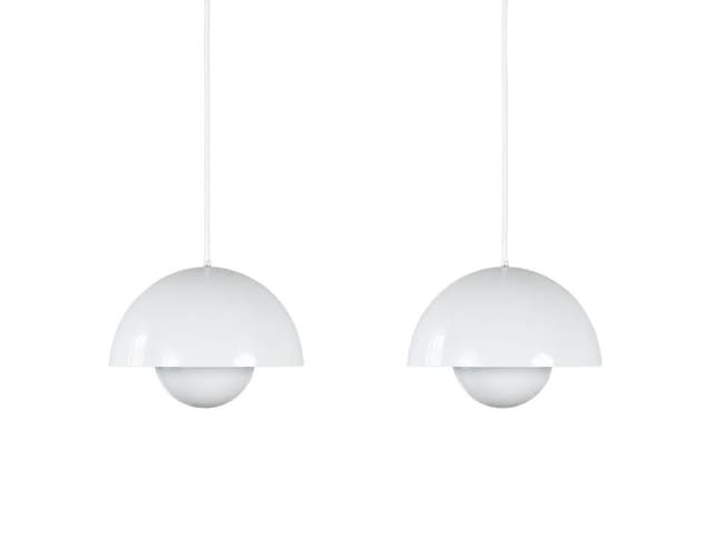 Pair of pendant lamps Flowerpot, white metal, by V. Panton, Louis Poulsen, Denmark, 1960s. - DIMENSION