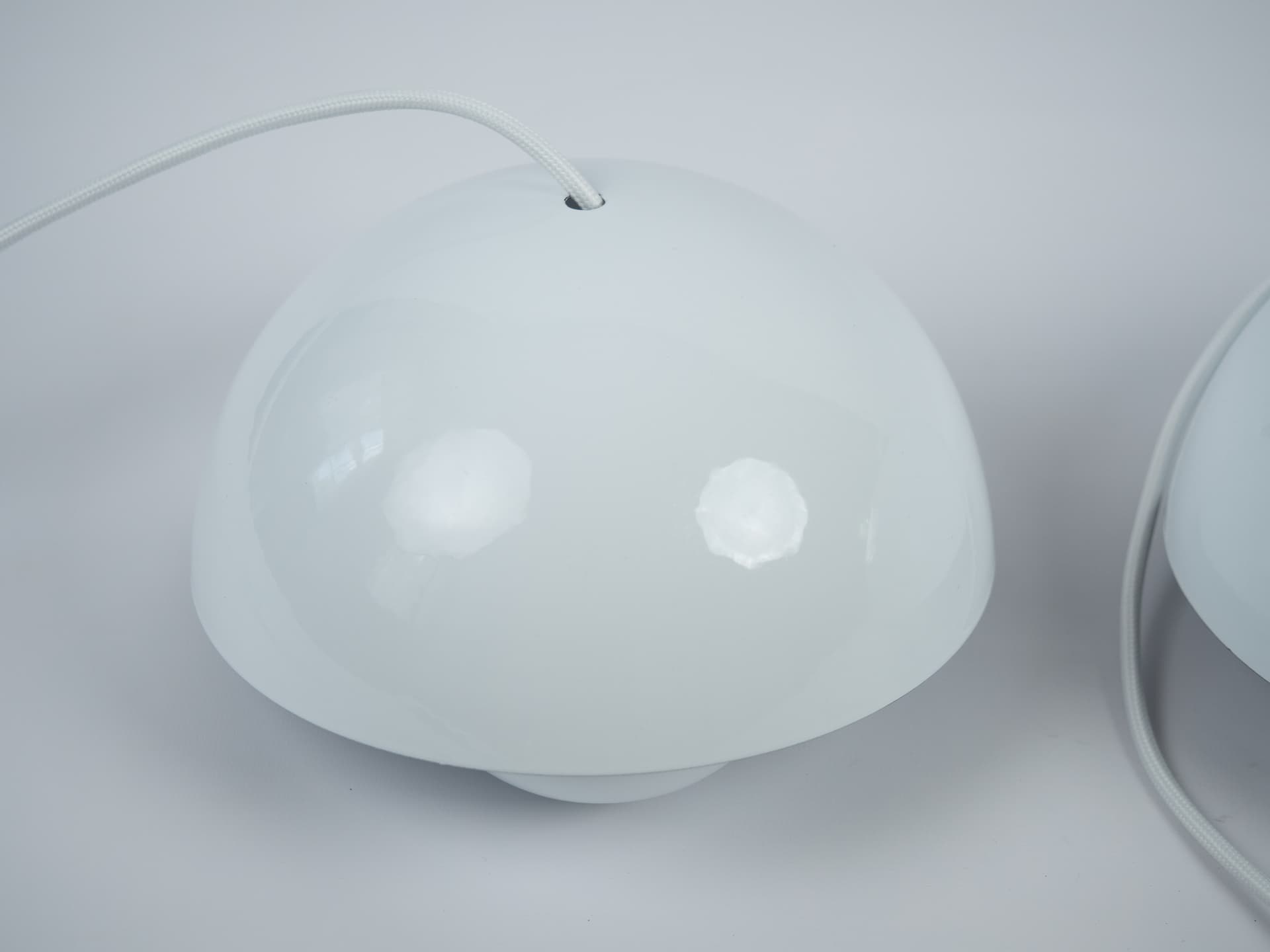 Pair of pendant lamps Flowerpot, white metal, by V. Panton, Louis Poulsen, Denmark, 1960s. - 355287