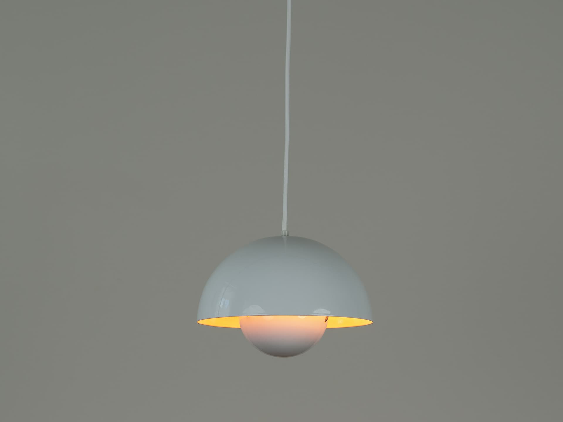Pair of pendant lamps Flowerpot, white metal, by V. Panton, Louis Poulsen, Denmark, 1960s. - 355281