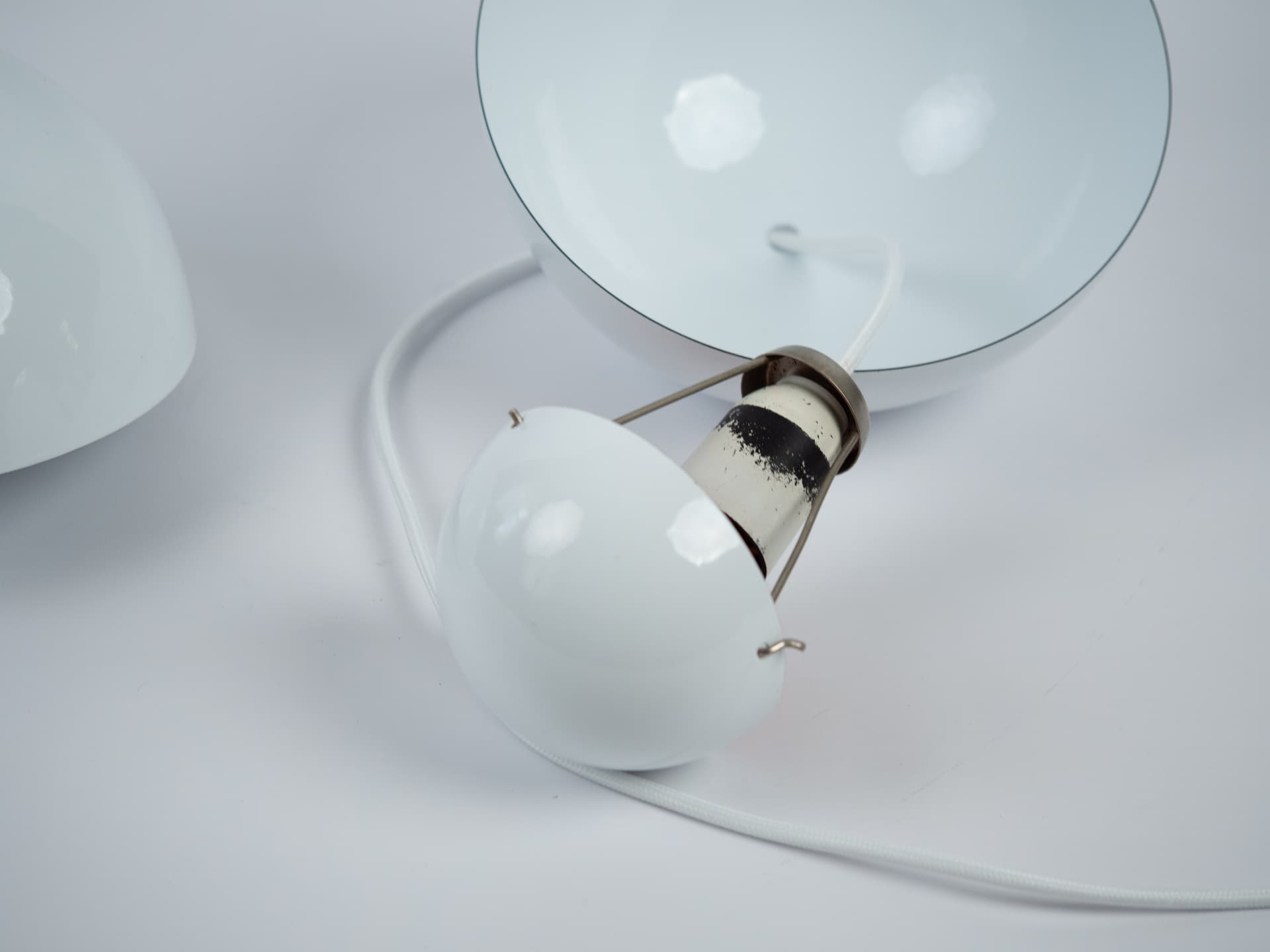 Pair of pendant lamps Flowerpot, white metal, by V. Panton, Louis Poulsen, Denmark, 1960s. - 355288