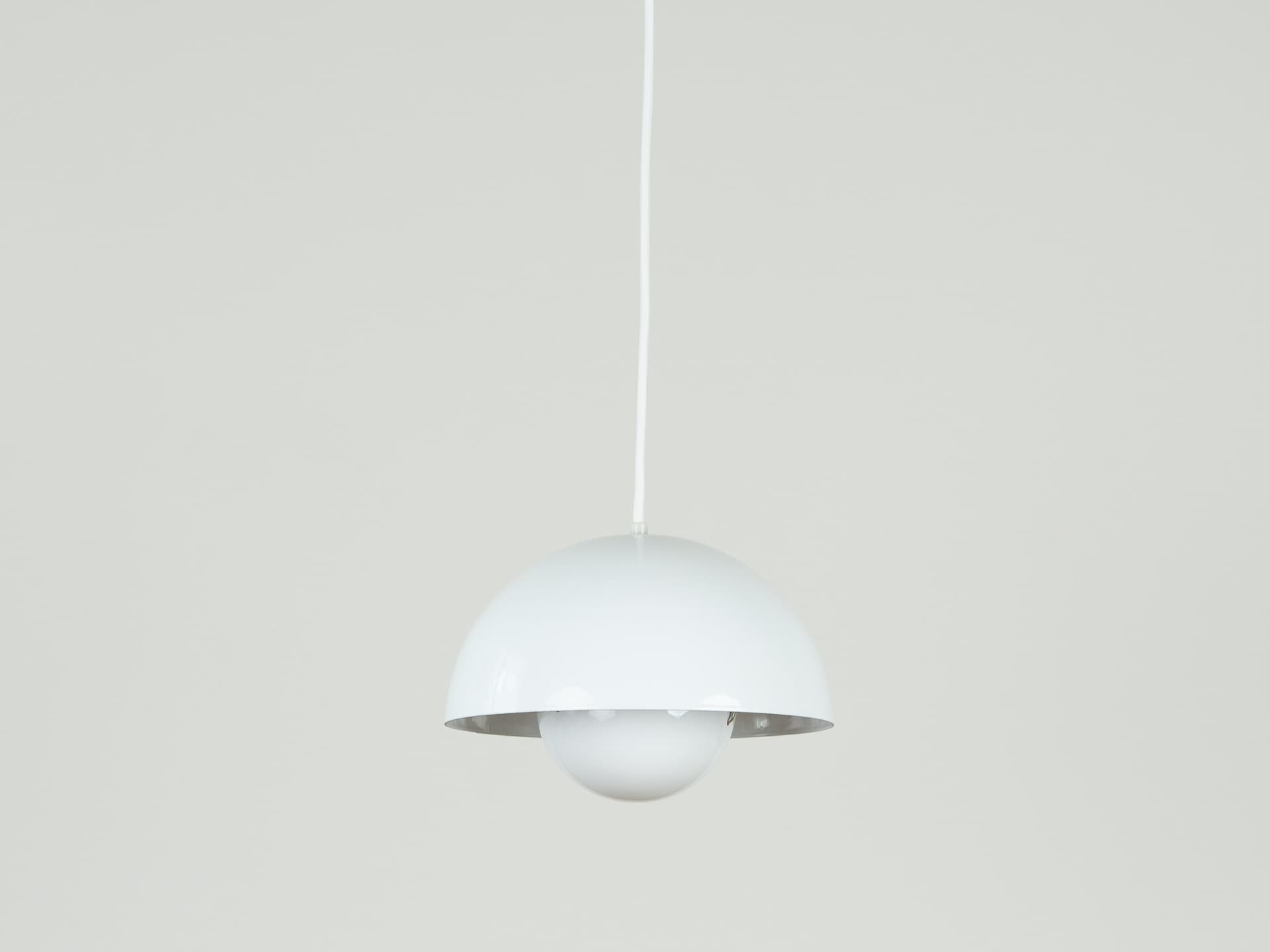 Pair of pendant lamps Flowerpot, white metal, by V. Panton, Louis Poulsen, Denmark, 1960s. - 355282