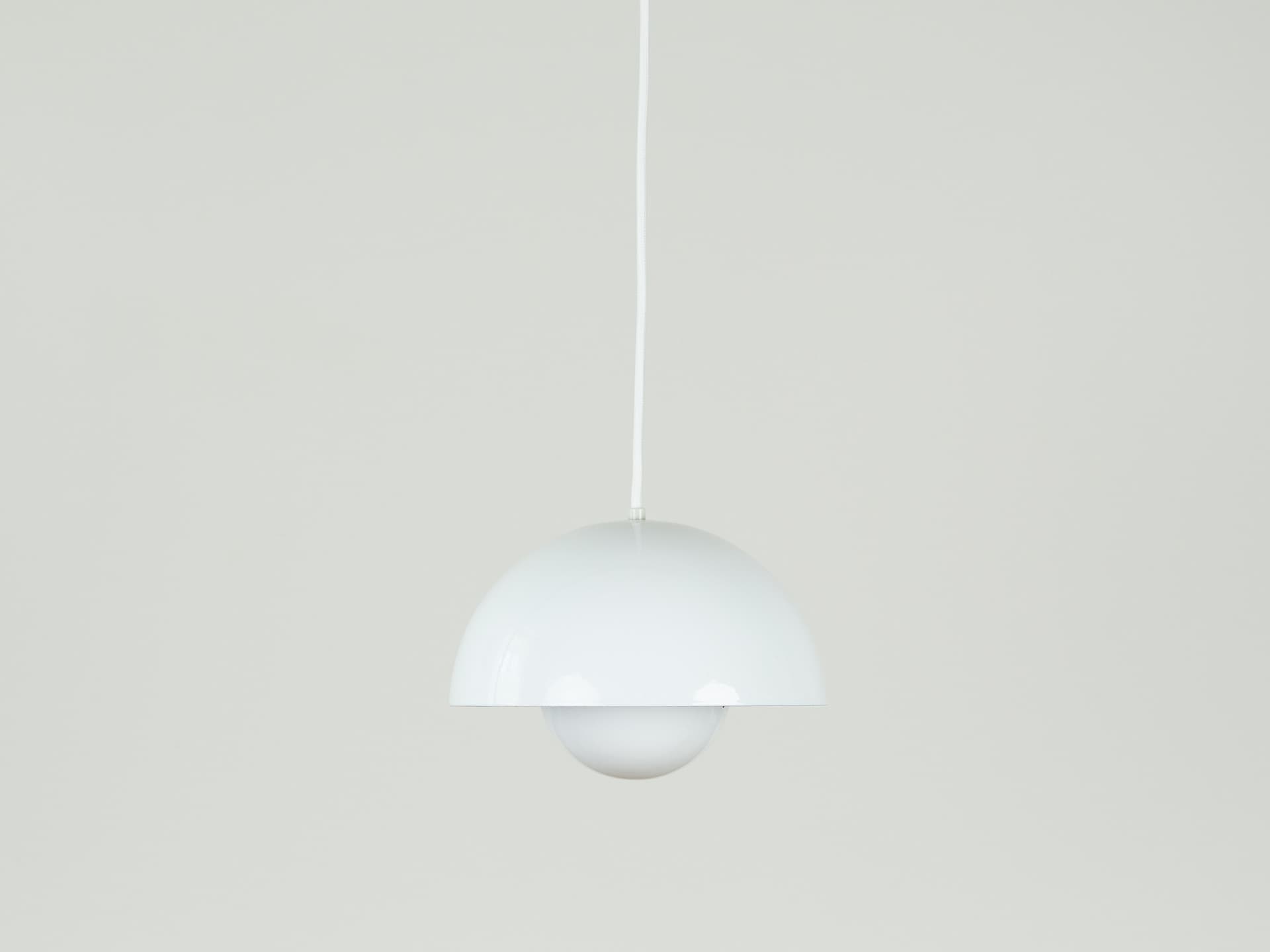 Pair of pendant lamps Flowerpot, white metal, by V. Panton, Louis Poulsen, Denmark, 1960s. - 355279