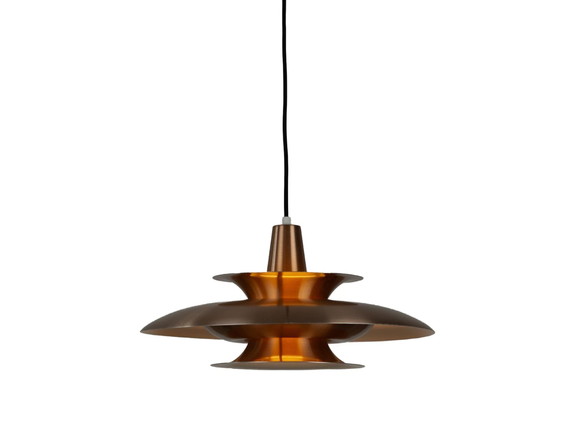 Pendant lamp, copper, by J. Hammerborg, Fog & Mørup, Denmark, 1960s.