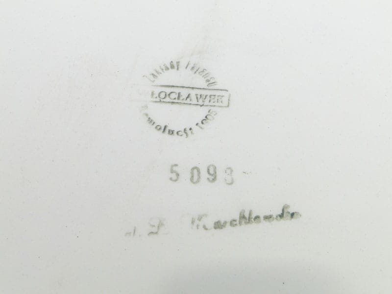 Komplet do ciasta, fason 5098, fajans szkliwiony turkusowy biały czarny, proj. E. Piwek-Białoborska, Włocławek, Polska, lata 50. - 355380