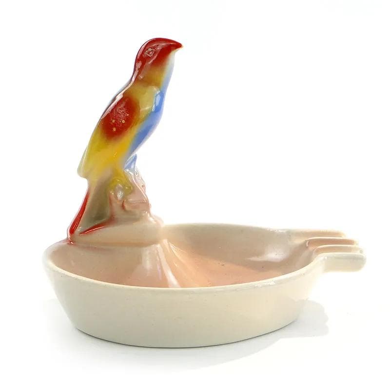 Popielniczka z figurką ptaka, multicolor, porcelit, Chodzież, Polska, lata 60. - 355407