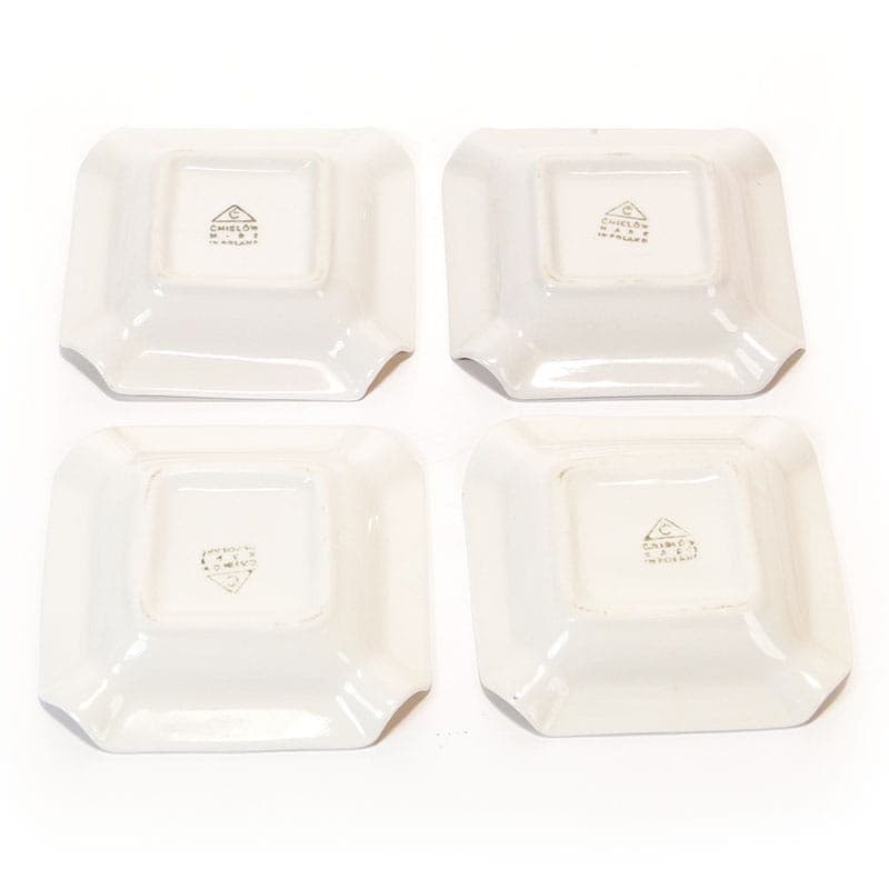 Set of Four Bridge Ashtrays, white porcelain gold-plated, Ćmielów, Poland, 1960s. - 355416