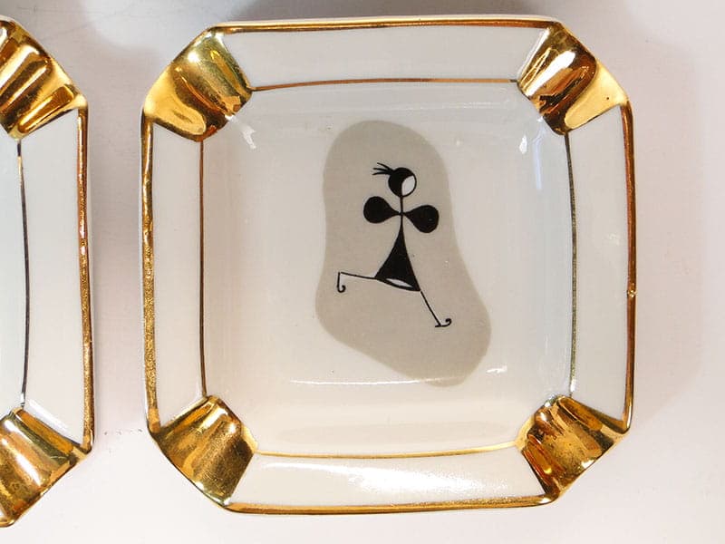 Set of Four Bridge Ashtrays, white porcelain gold-plated, Ćmielów, Poland, 1960s. - 355417
