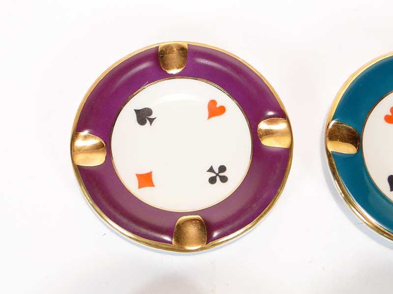 Set of bridge ashtrays, colored porcelain, Ćmielów, Poland, 1960s. - 355435
