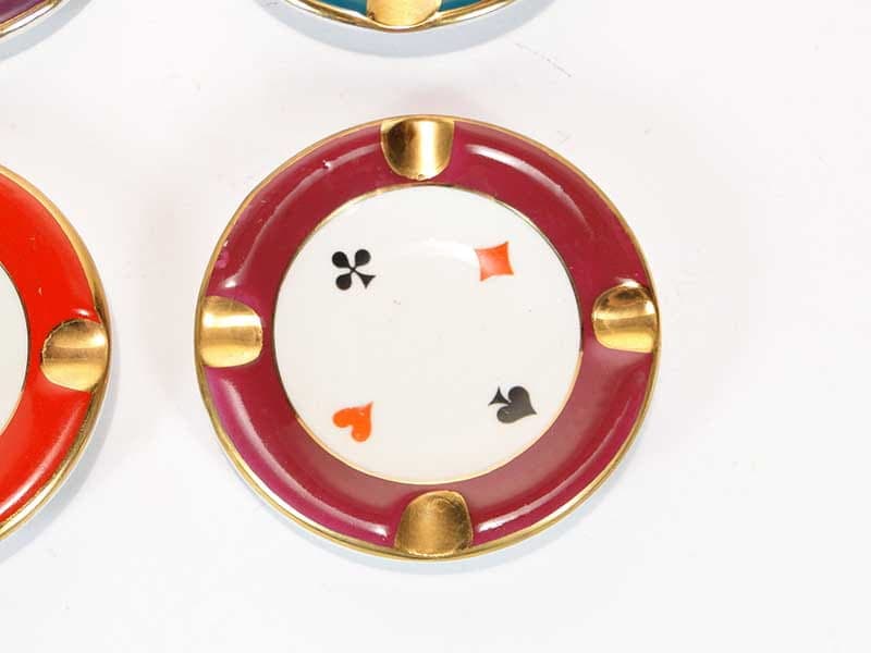 Set of bridge ashtrays, colored porcelain, Ćmielów, Poland, 1960s. - 355437