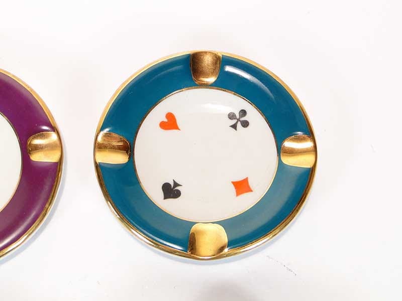 Set of bridge ashtrays, colored porcelain, Ćmielów, Poland, 1960s. - 355436