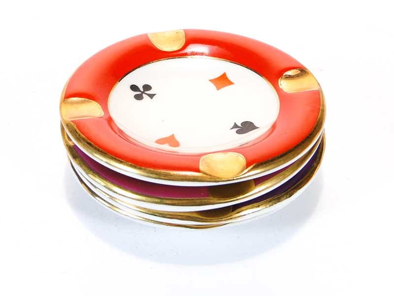 Set of bridge ashtrays, colored porcelain, Ćmielów, Poland, 1960s. - 355440
