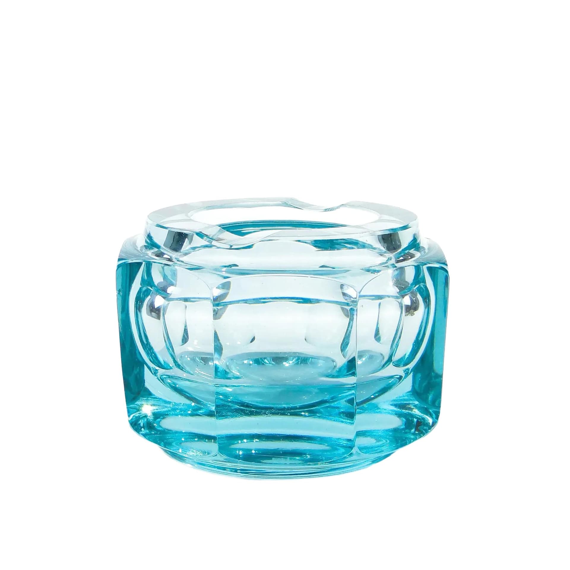 Ashtray Art Deco, turquoise crystal, Moser, Czech Republic, 1930s