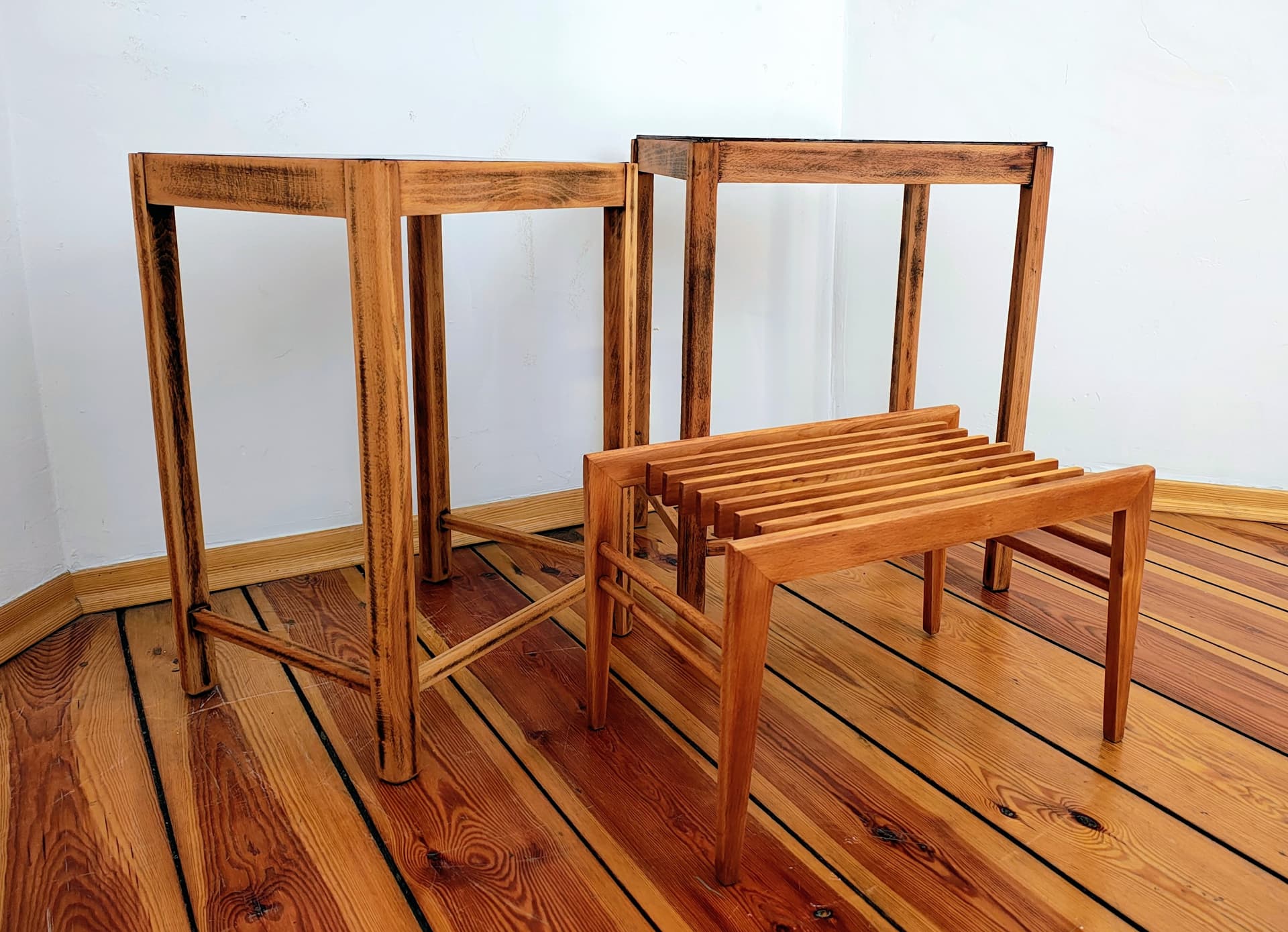 Kwietnik, brązowy, drewno, Thonet, Czechosłowacja, lata 60. - 355627