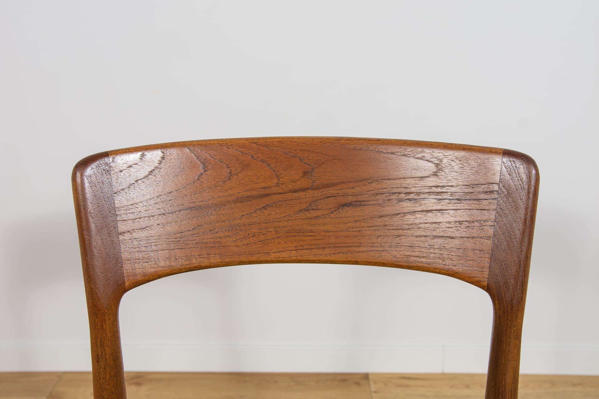 Set of four chairs Model 26, brown teak, green synthetic fabric, by H. Kjærnulf, Denmark, 1960s. - 355674
