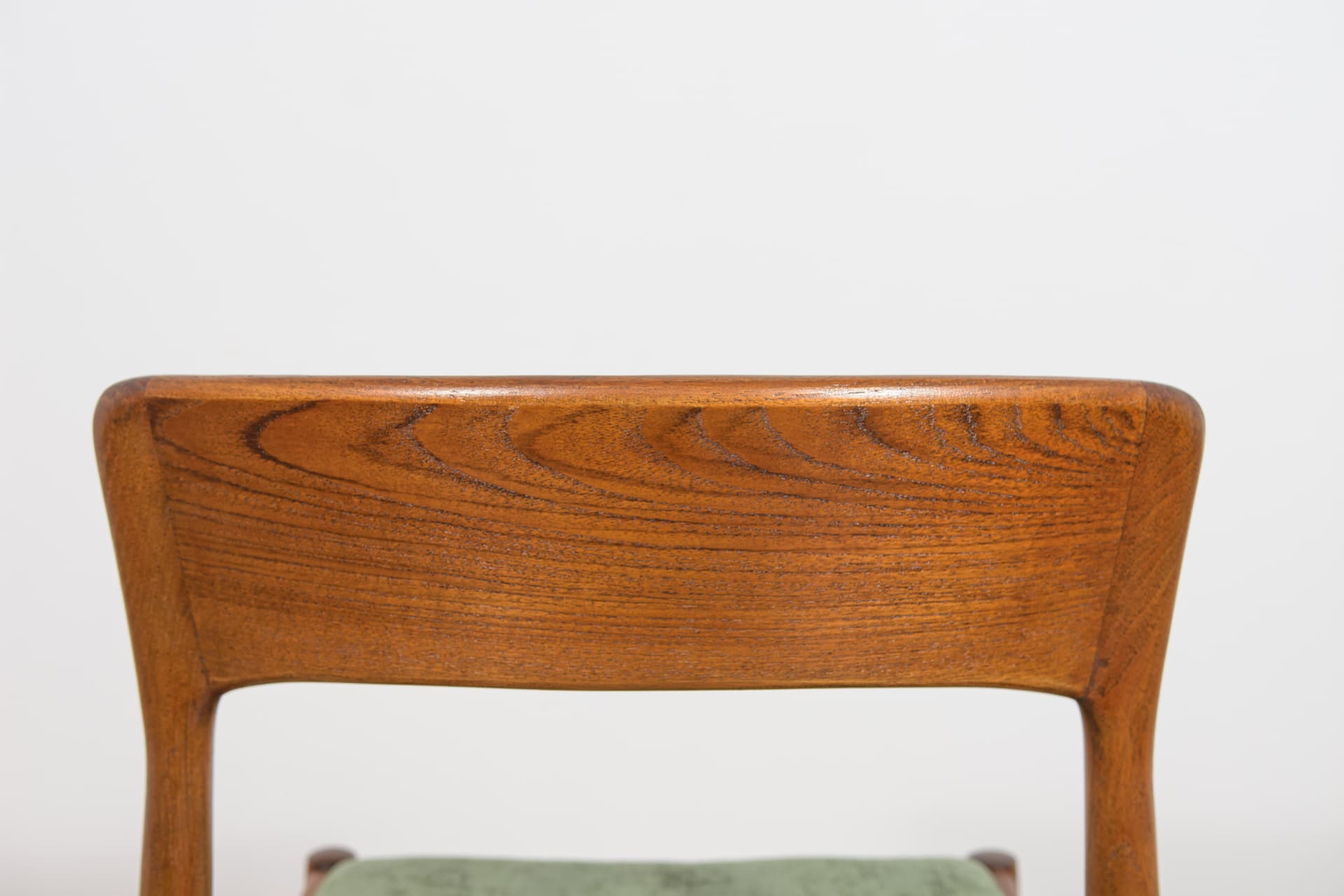 Set of four chairs Model 26, brown teak, green synthetic fabric, by H. Kjærnulf, Denmark, 1960s. - 355676