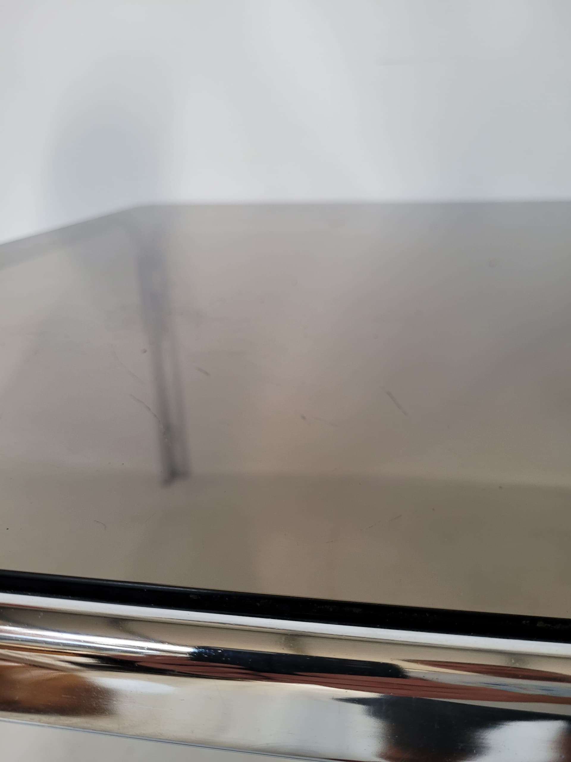 Coffee Table Bauhaus 83x83 cm, smoked glass, chrome, 1970s. - 355715