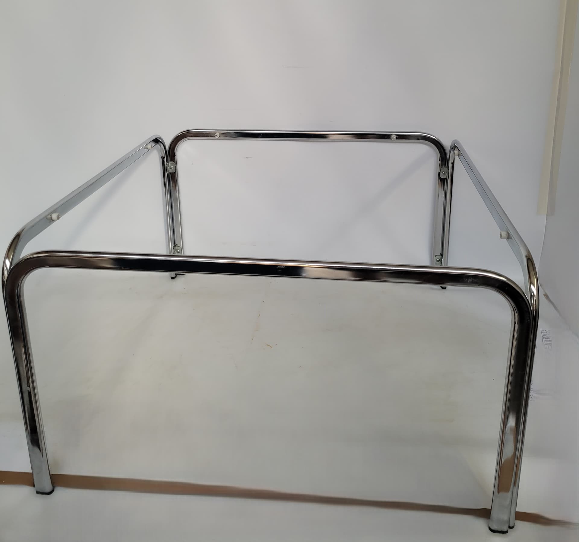 Coffee Table Bauhaus 83x83 cm, smoked glass, chrome, 1970s. - 355709