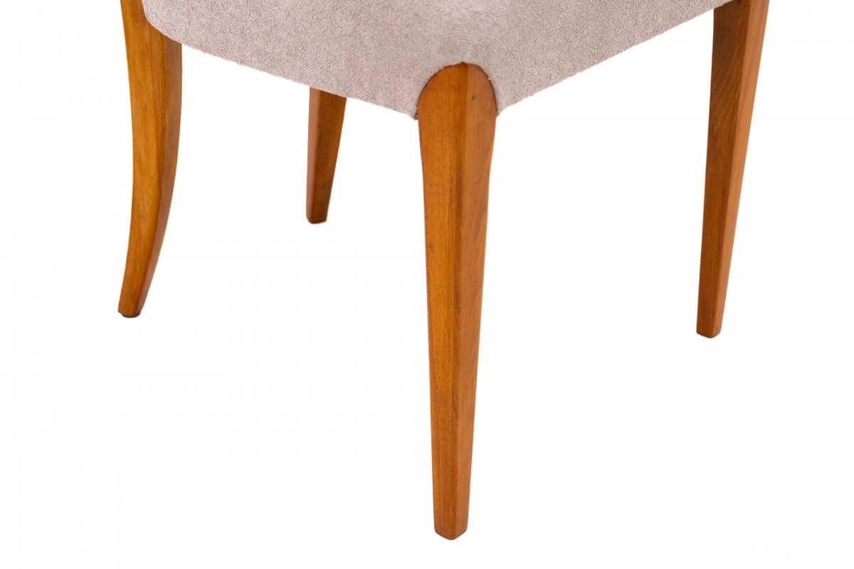 set of four chairs, honey wood, beige fabric, by J. Halabala, Czechoslovakia, 1930s - 355731