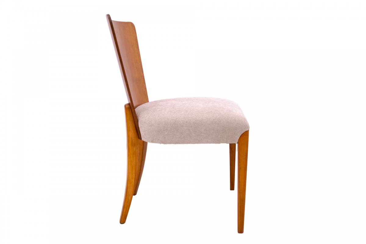 set of four chairs, honey wood, beige fabric, by J. Halabala, Czechoslovakia, 1930s - 355732