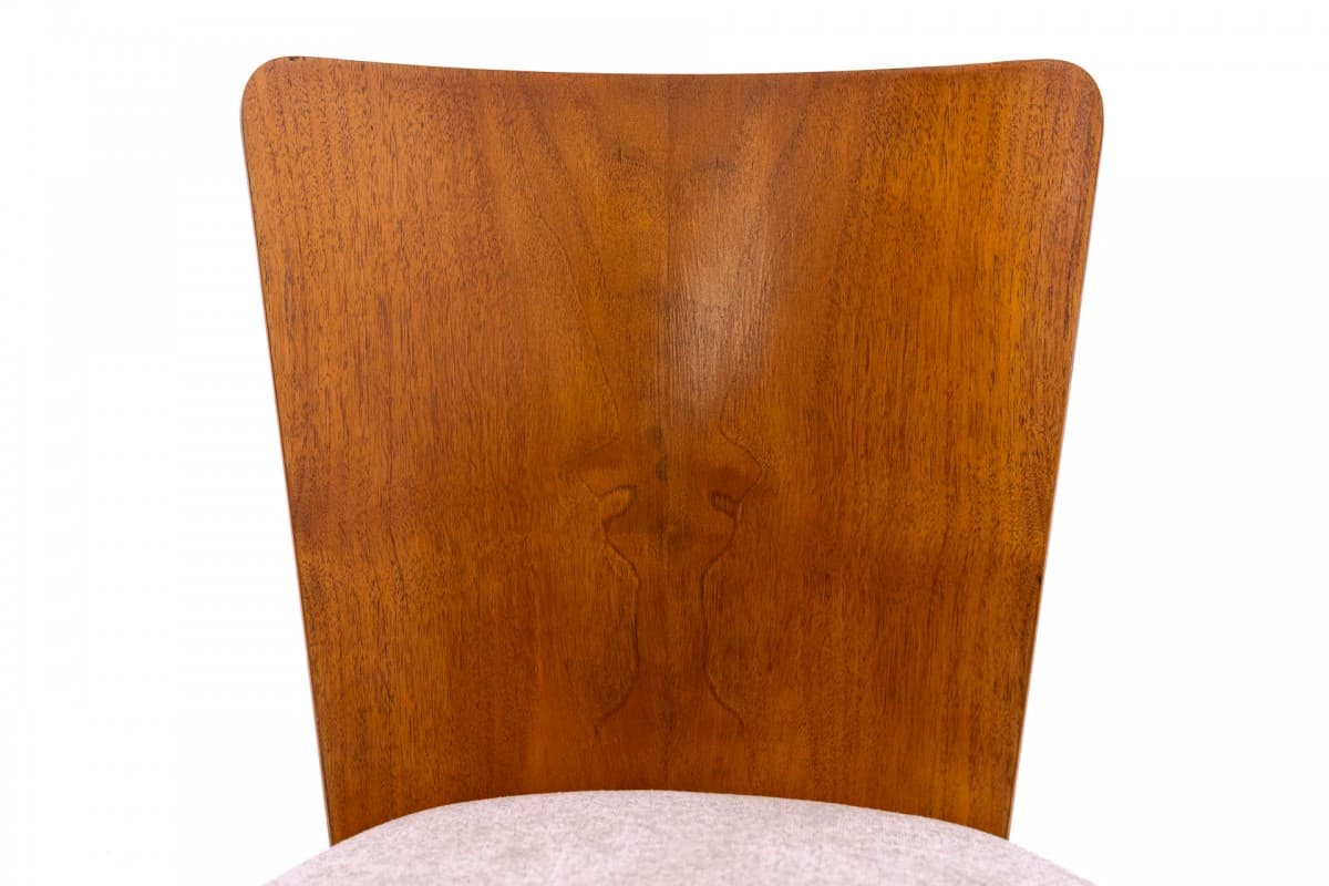 set of four chairs, honey wood, beige fabric, by J. Halabala, Czechoslovakia, 1930s - 355729