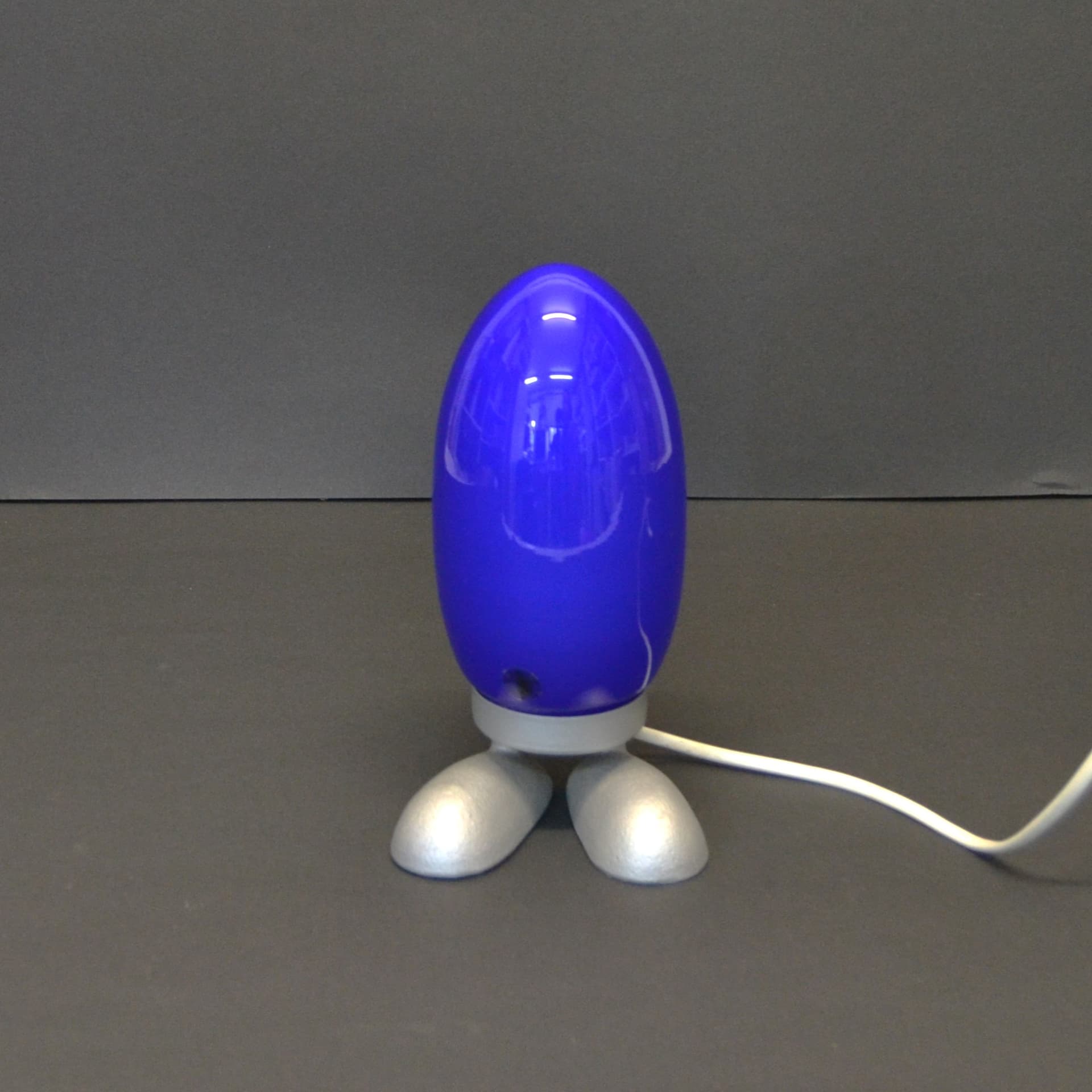 Lampka nocna Dino Egg, niebieski, szkło, proj. T. Konno, Ikea, Szwecja, lata 90. - 182