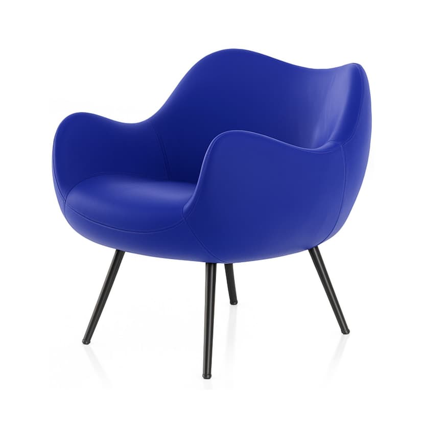 Fotel RM58 Soft welurowy, kobaltowy, proj. R. Modzelewski, z ekspozycji