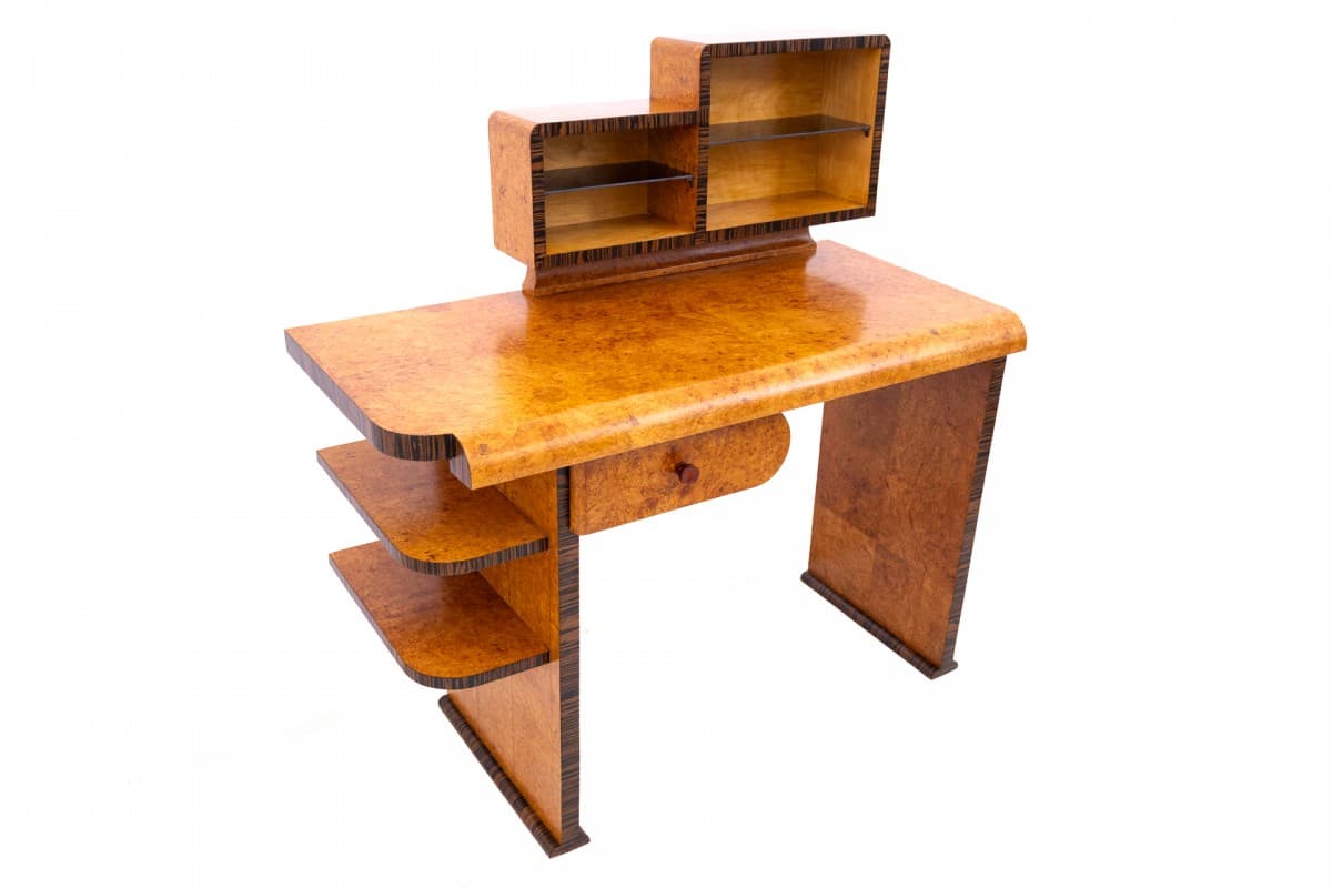 Desk Art Deco, brown walnut, Poland, 1960s - 355848