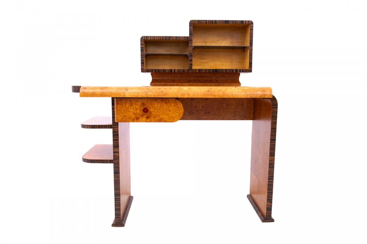 Desk Art Deco, brown walnut, Poland, 1960s - 355847