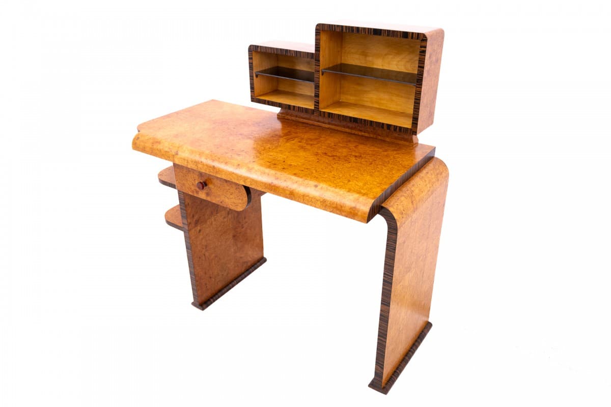 Desk Art Deco, brown walnut, Poland, 1960s - 355849