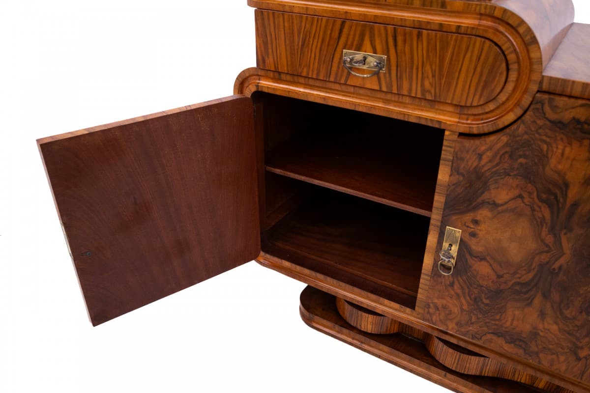 Komoda Art Deco, brązowy, orzech, Polska, lata 40. - 355871
